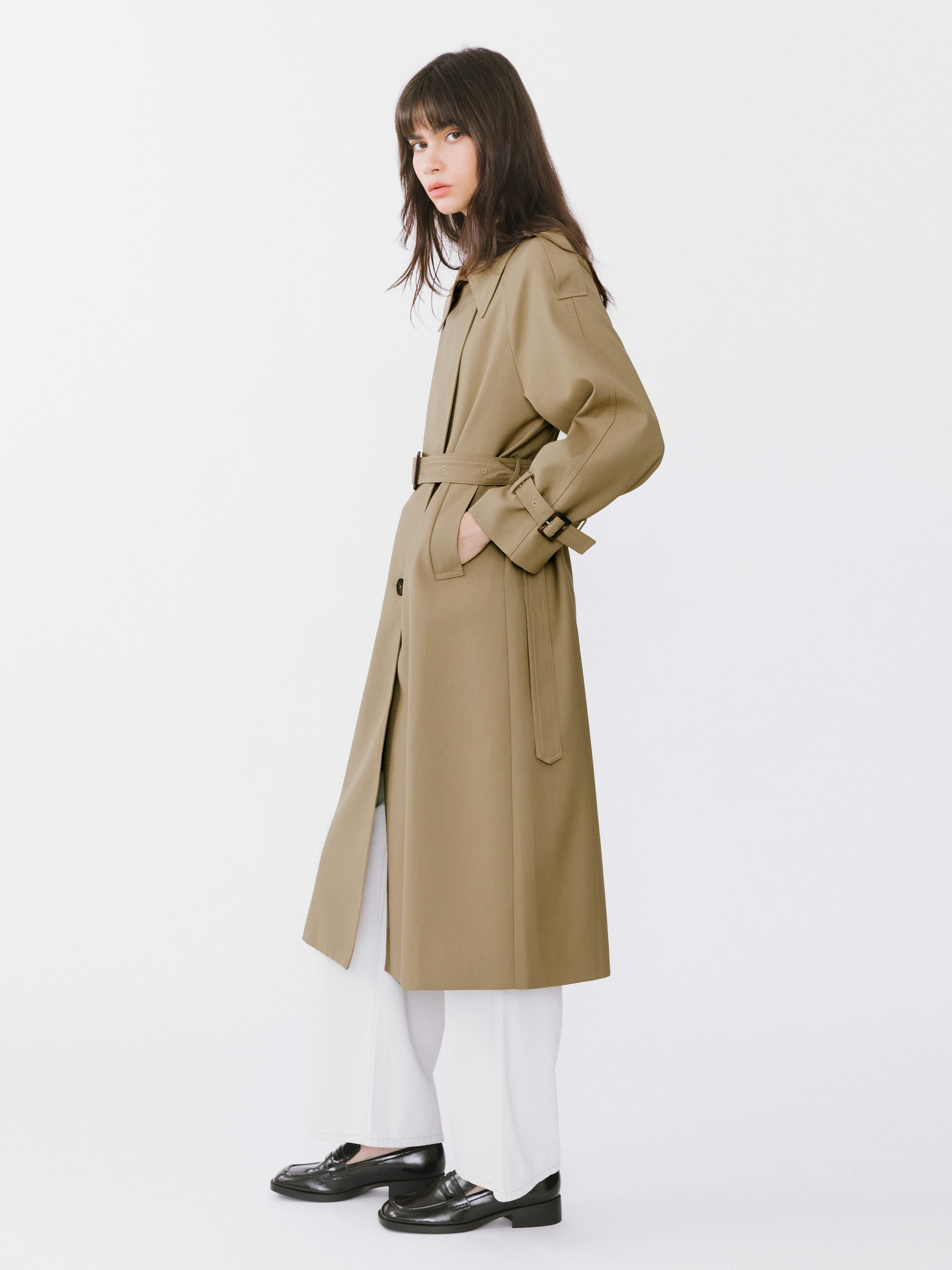 Classic Belted Double Breasted Trench Coat - Image 5