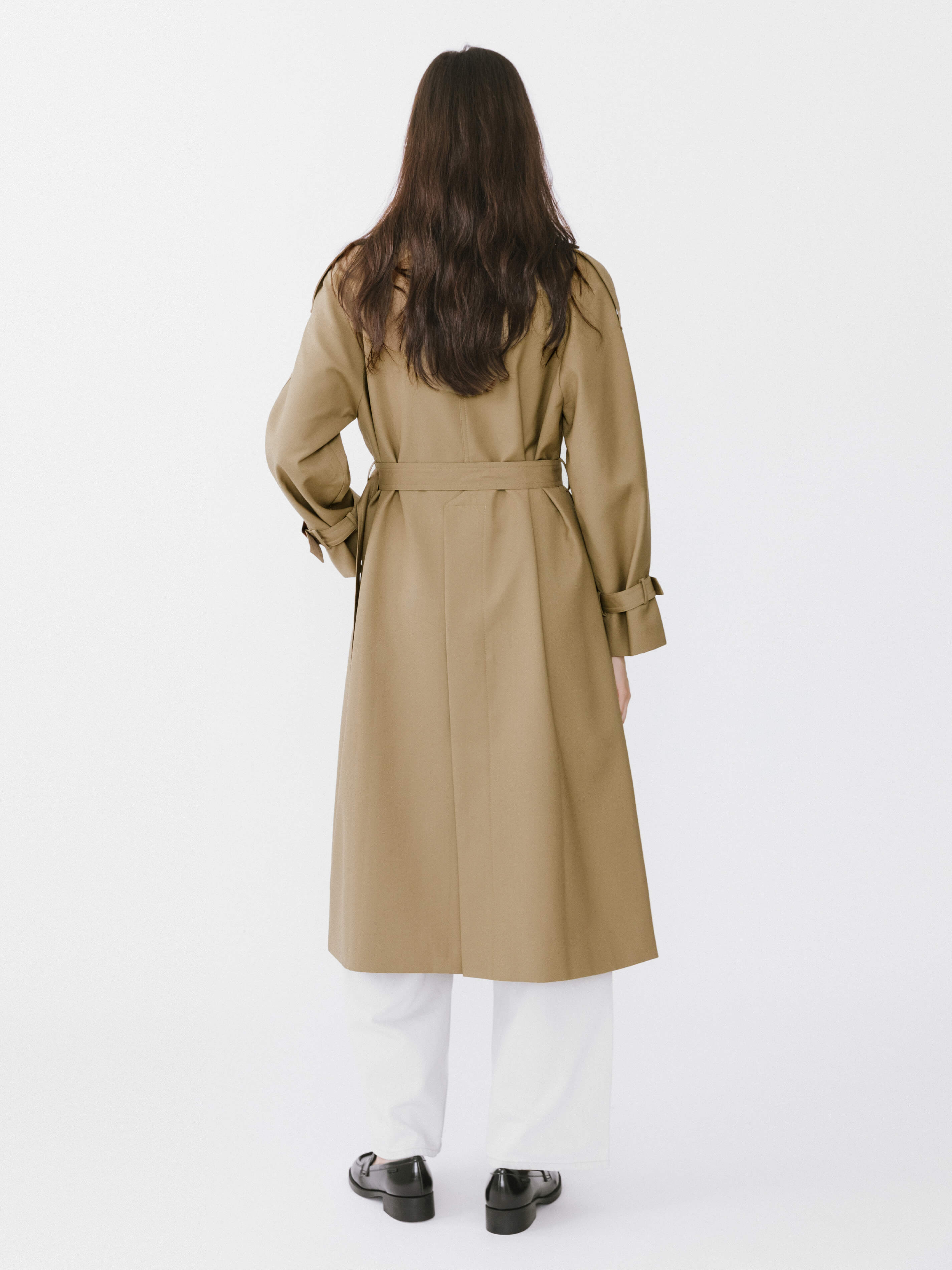 Classic Belted Double Breasted Trench Coat - Image 6