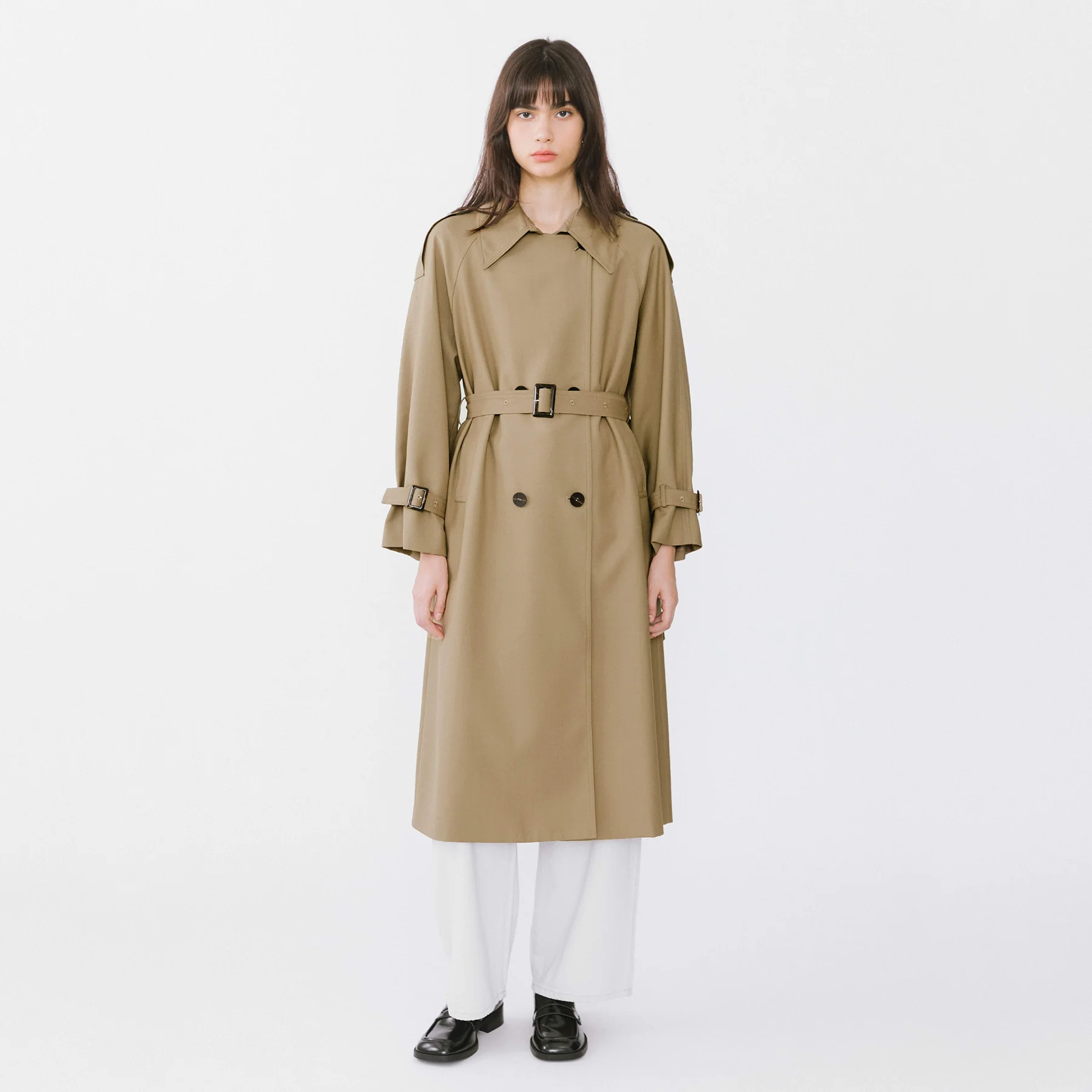 Classic Belted Double Breasted Trench Coat - Image 7