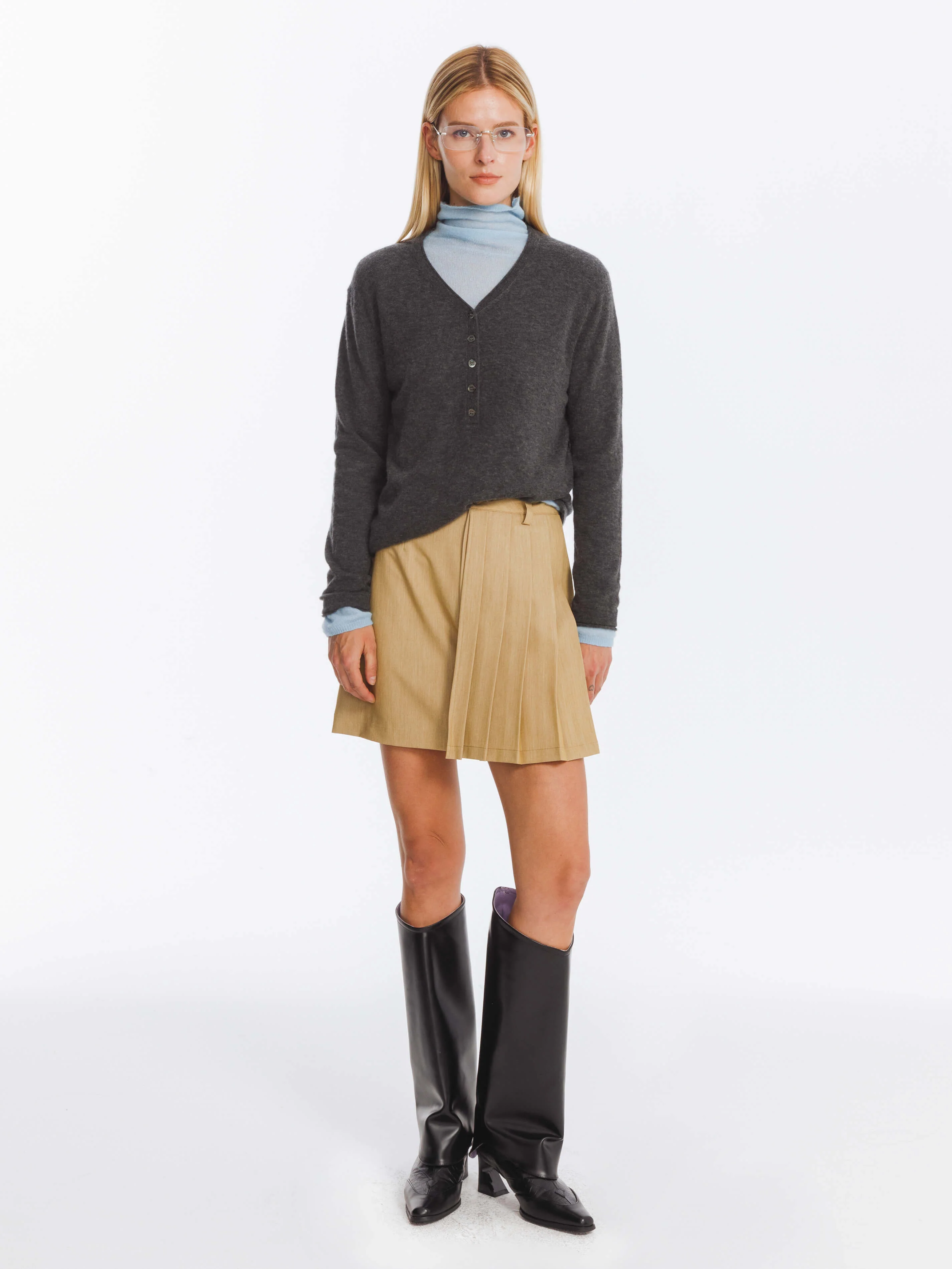 Irregular Pleated A-line Skirt - Image 2