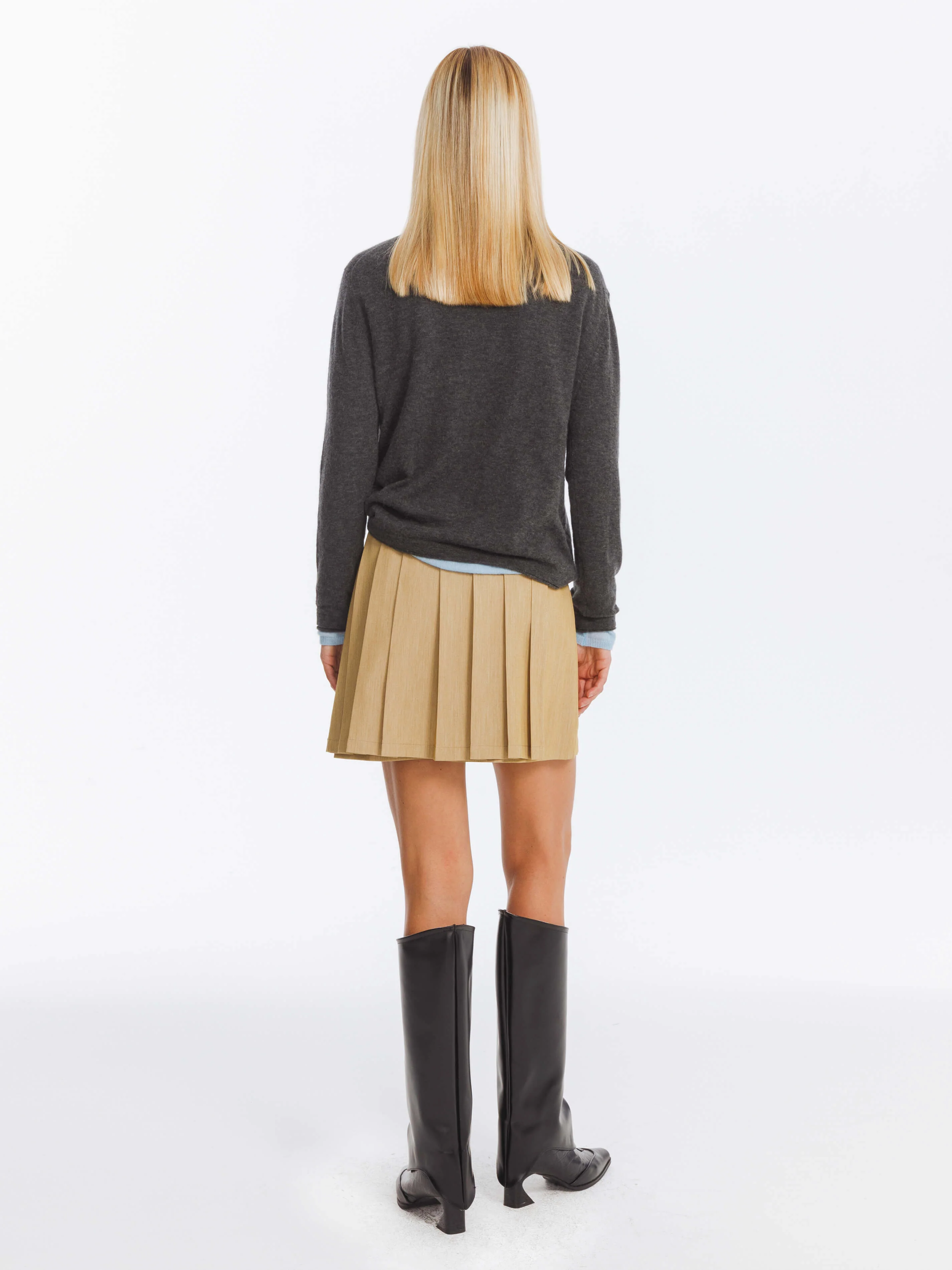 Irregular Pleated A-line Skirt - Image 6