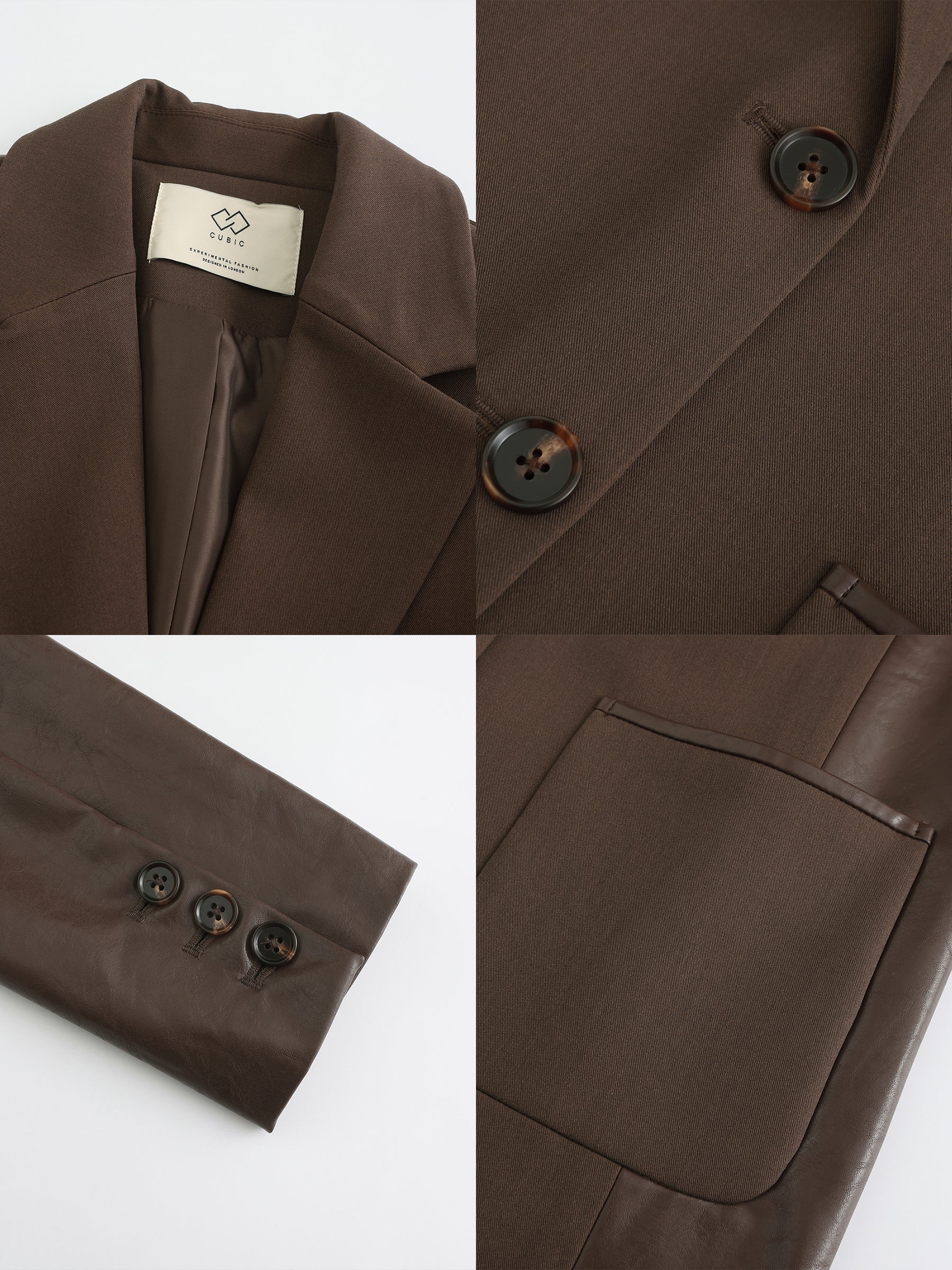 Faux Leather and Wool Oversized Blazer - Image 20