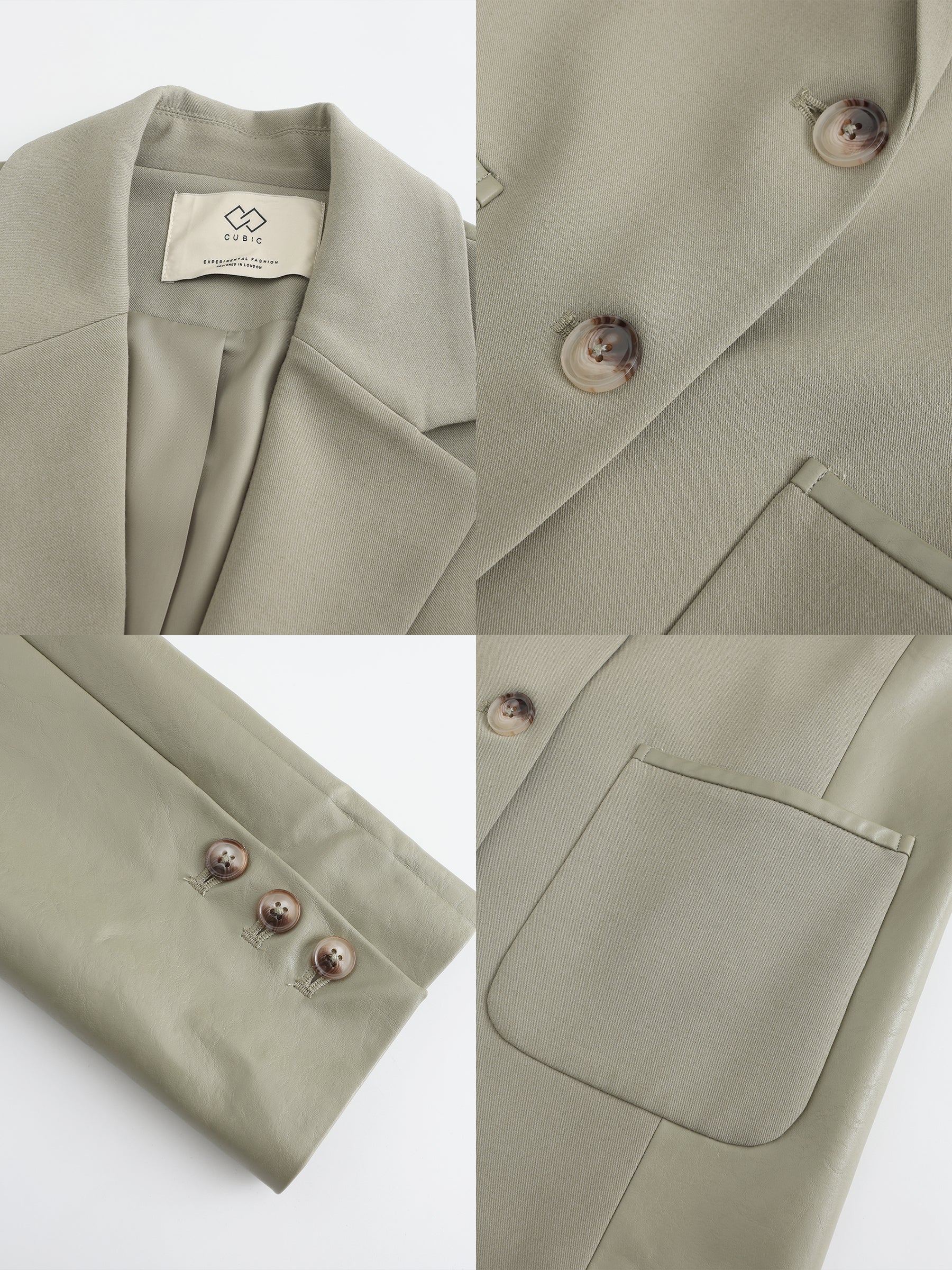 Faux Leather and Wool Oversized Blazer - Image 21