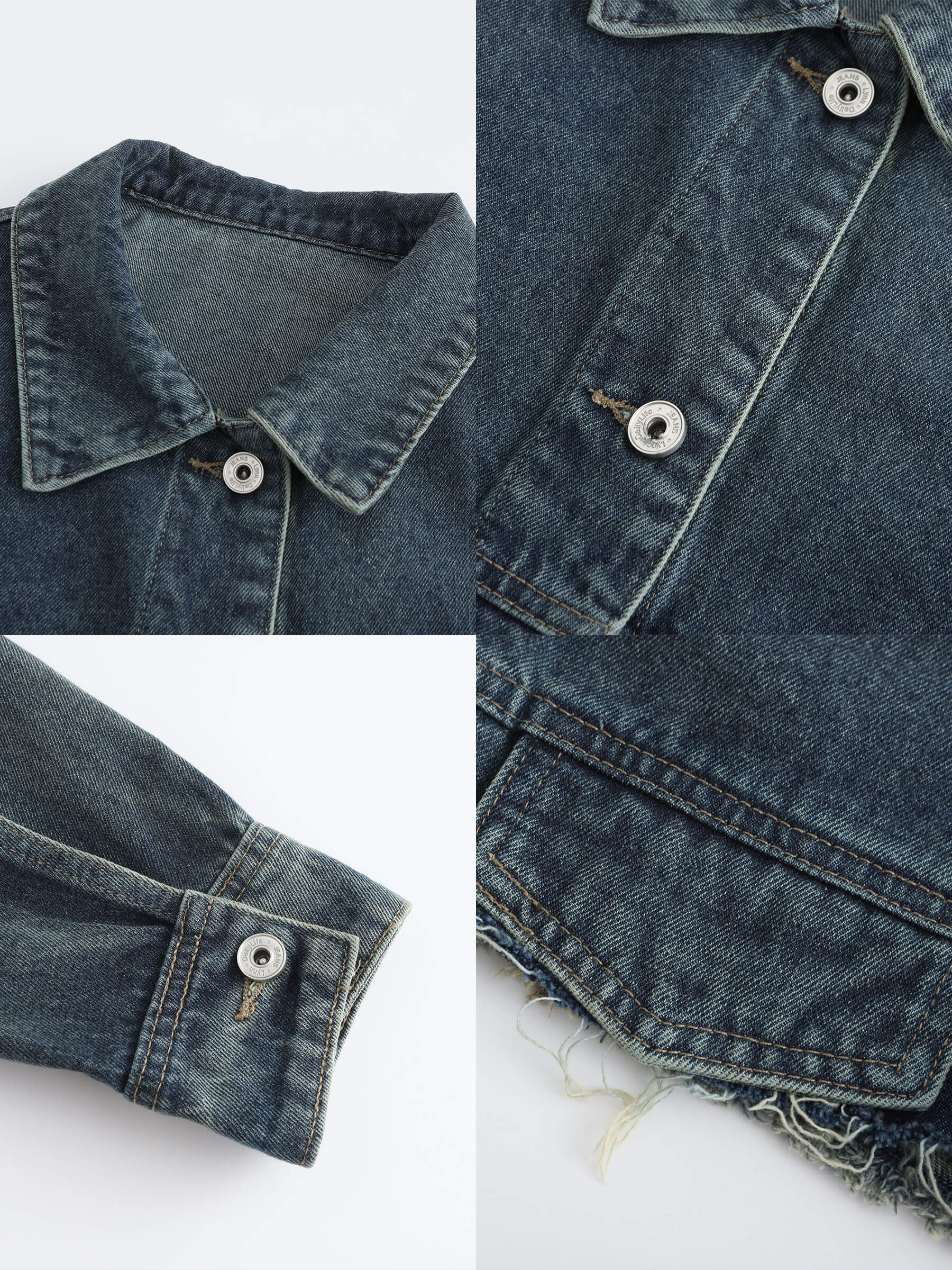 Extra Cropped Frayed Denim Jacket - Image 10