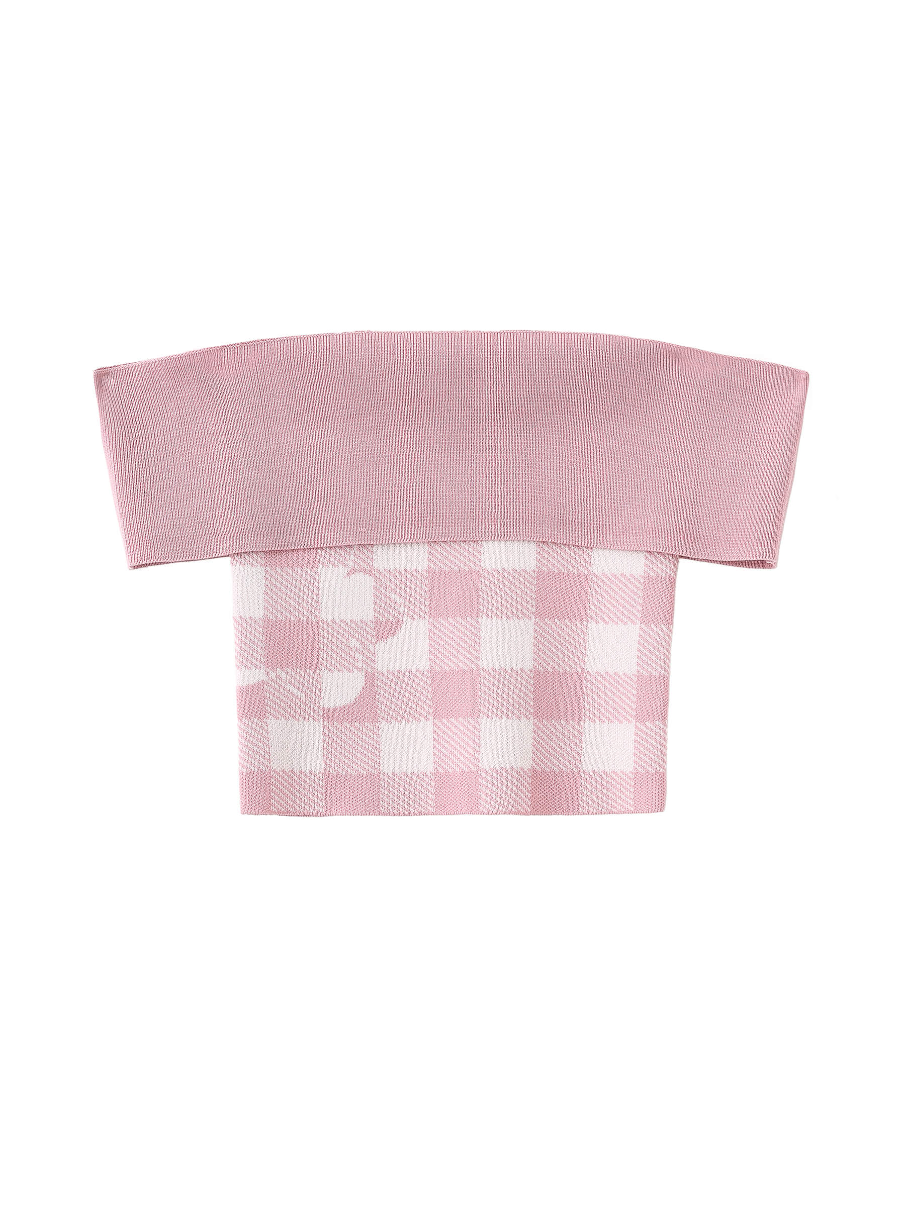 Off-Shoulder Checkered Knit Cami Top - Image 24