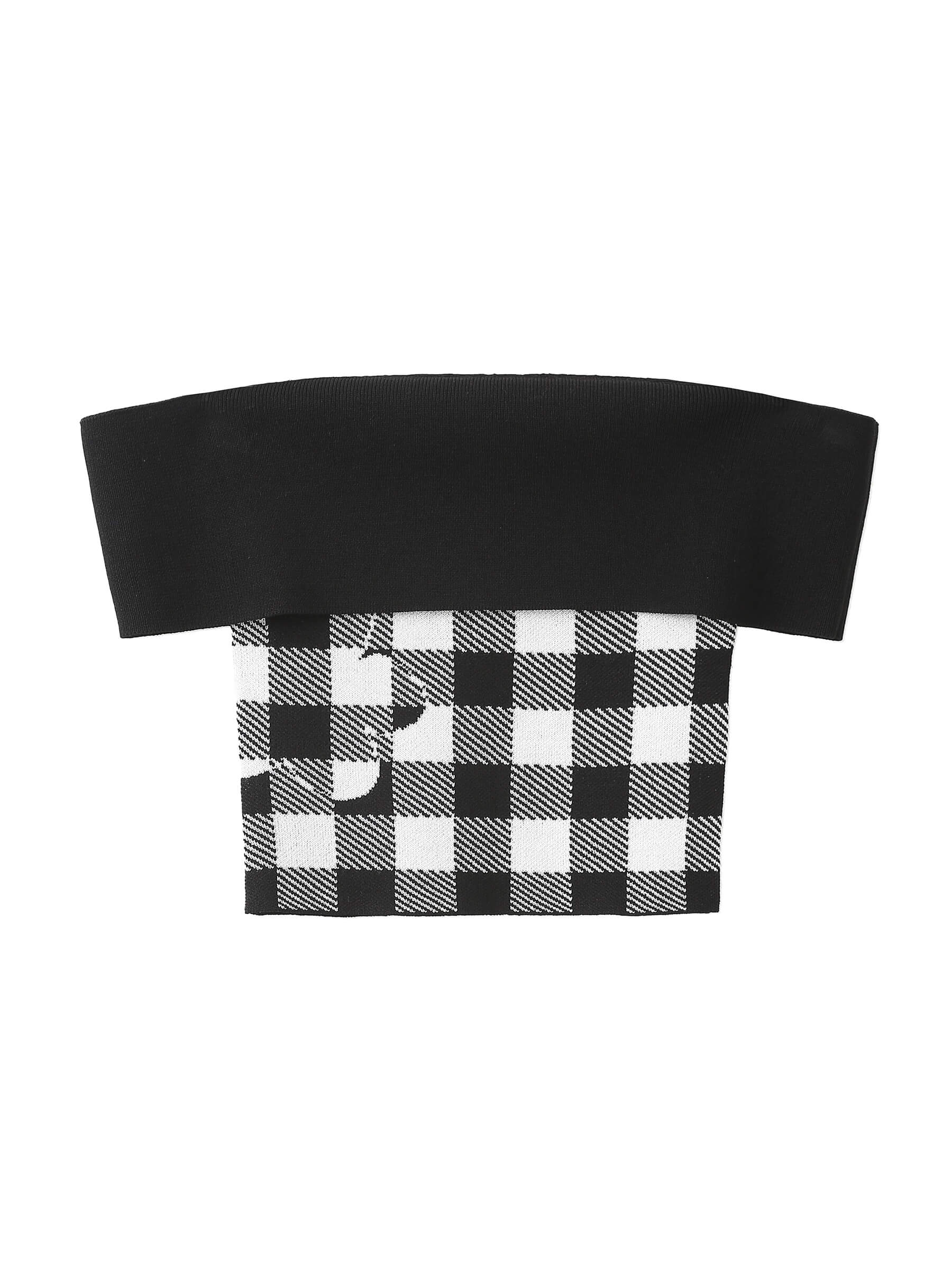 Off-Shoulder Checkered Knit Cami Top - Image 26