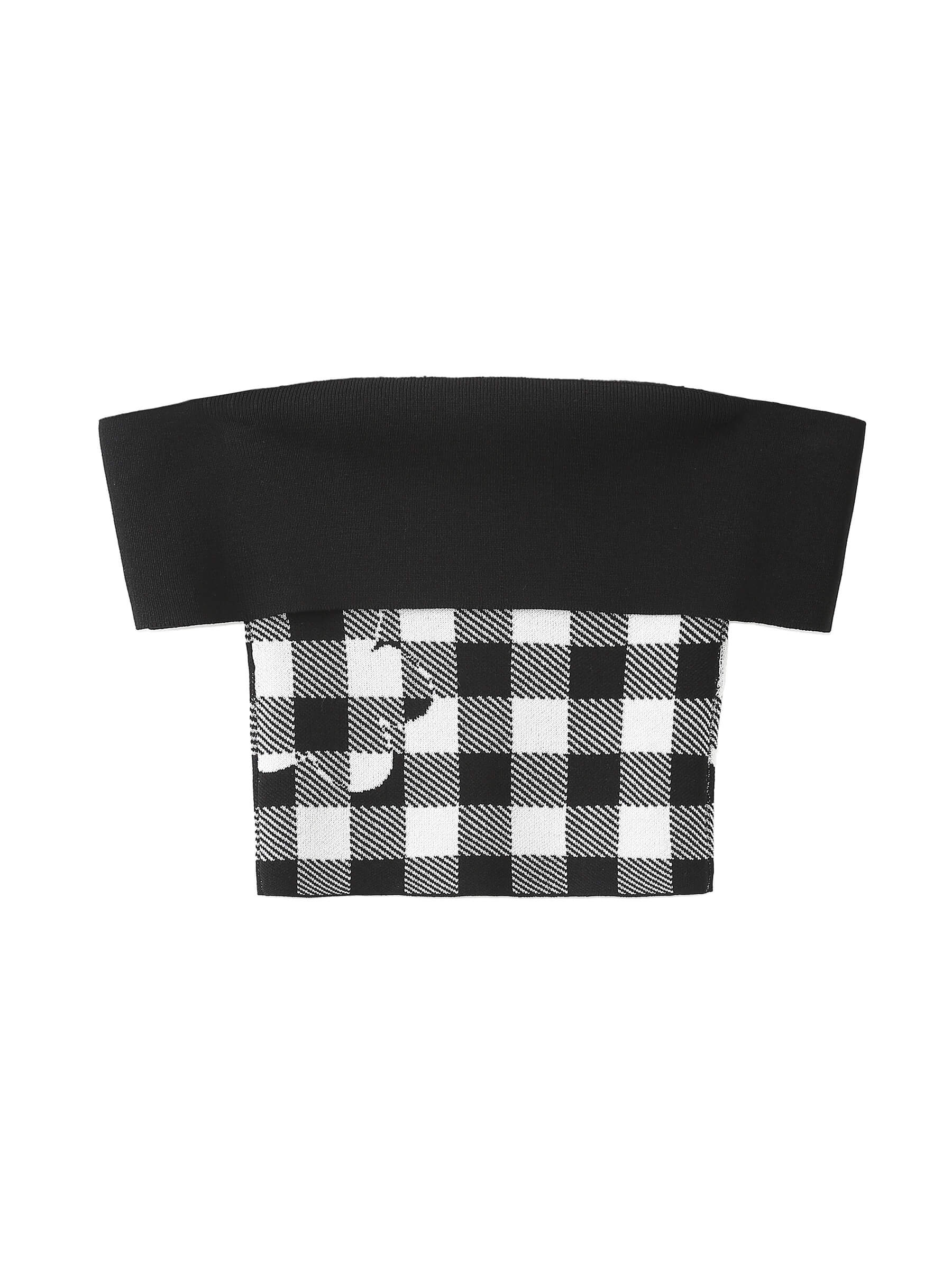 Off-Shoulder Checkered Knit Cami Top - Image 27