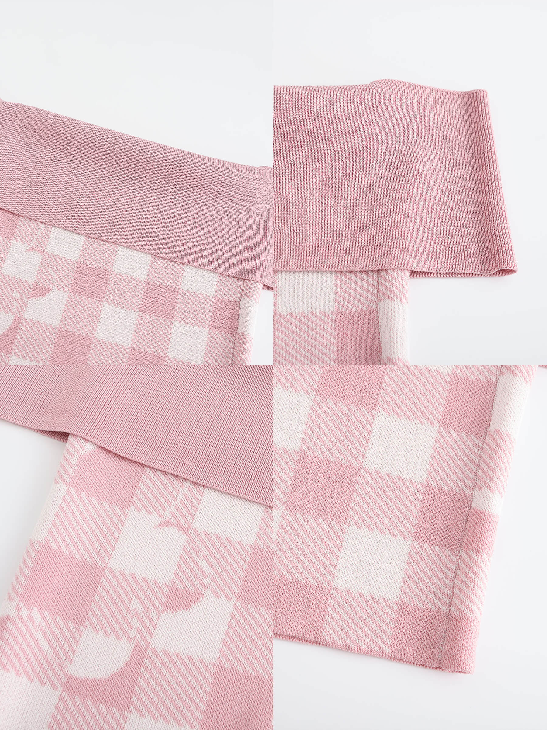 Off-Shoulder Checkered Knit Cami Top - Image 30