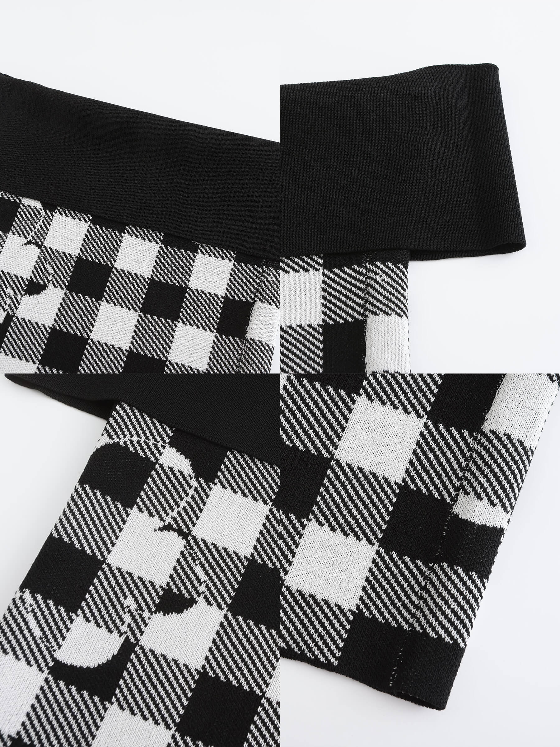 Off-Shoulder Checkered Knit Cami Top - Image 31