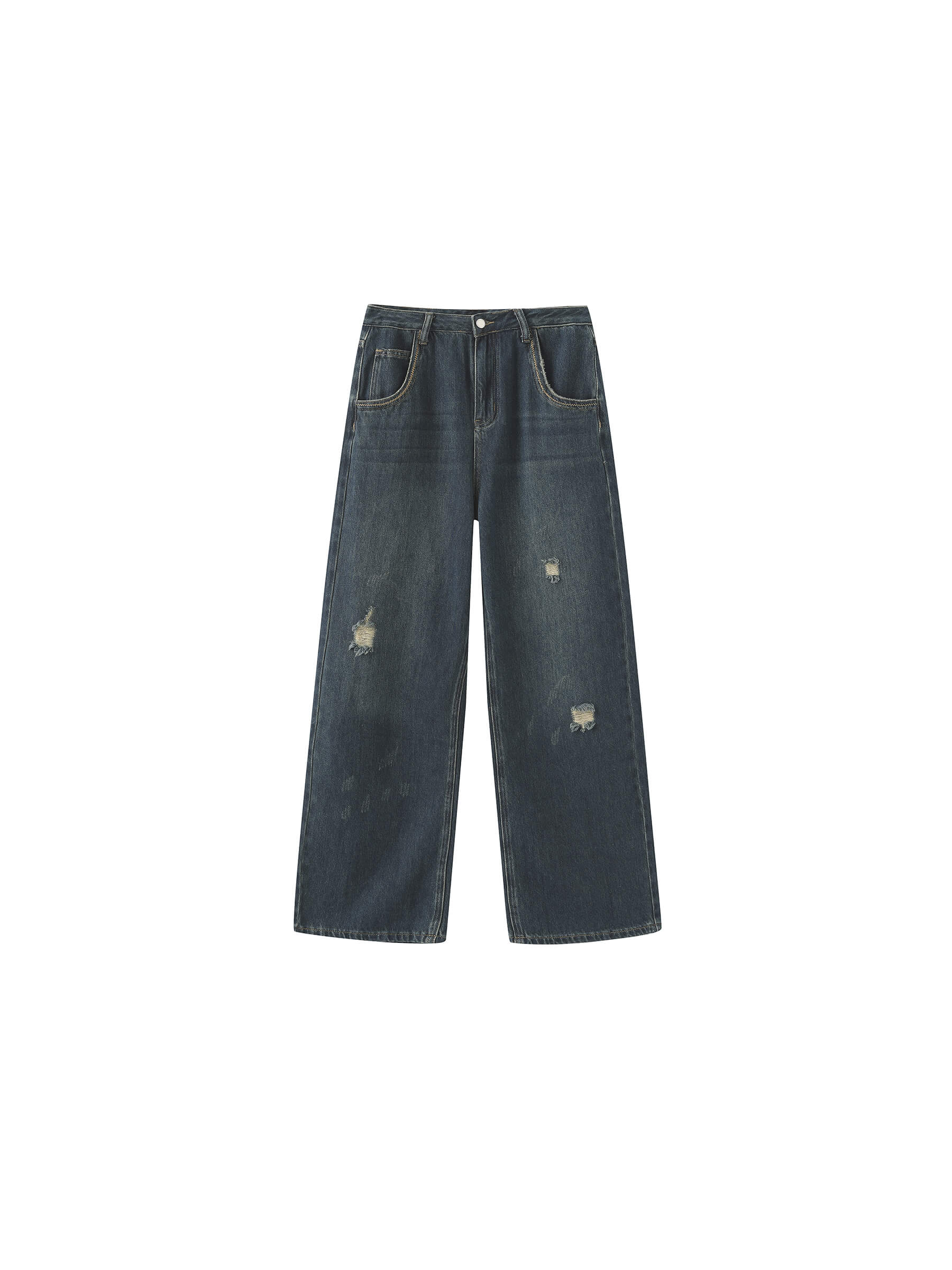Hole Washed Straight Jeans - Image 7