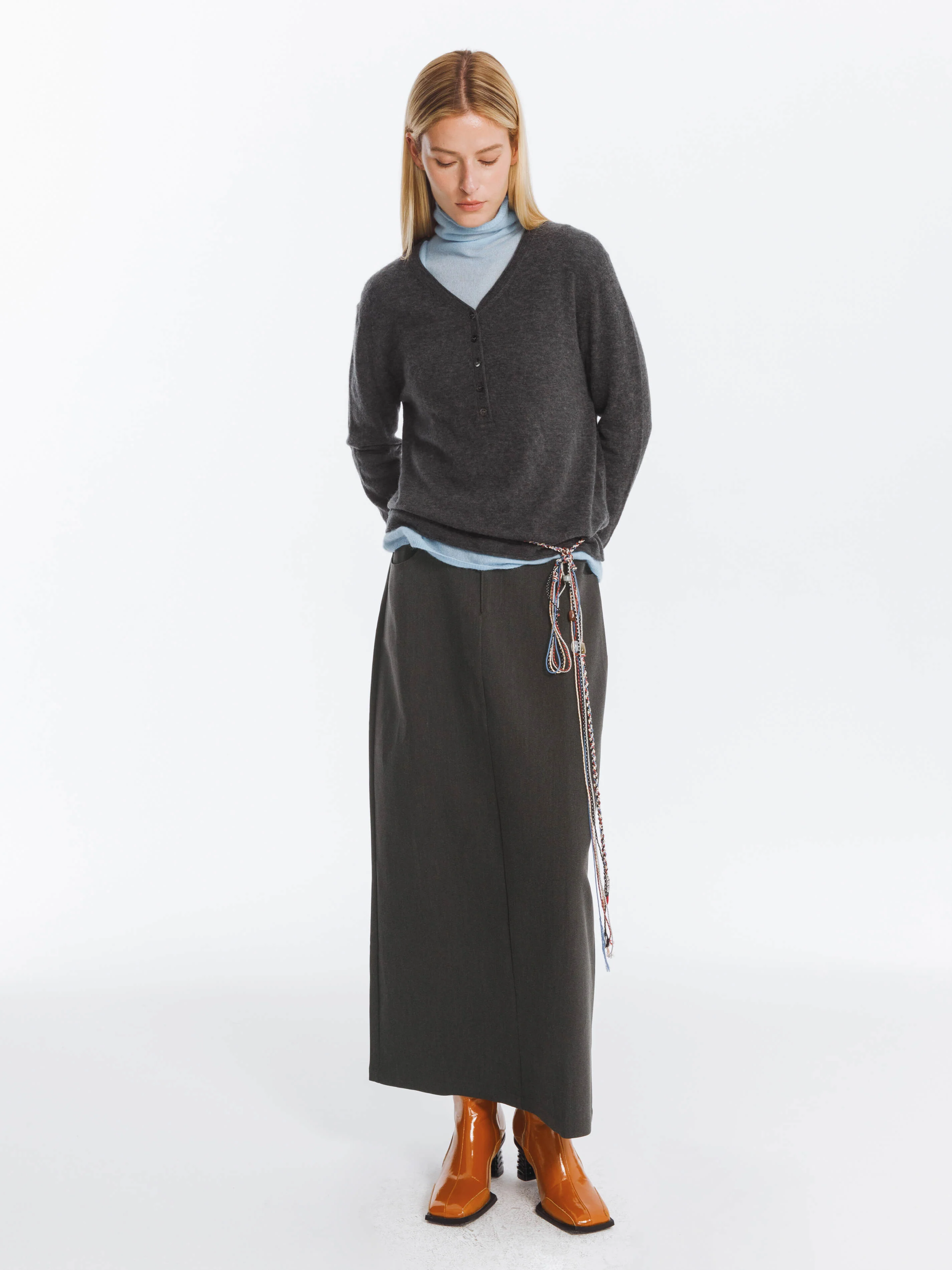 High Waist Long skirt with Back Slit - Image 2