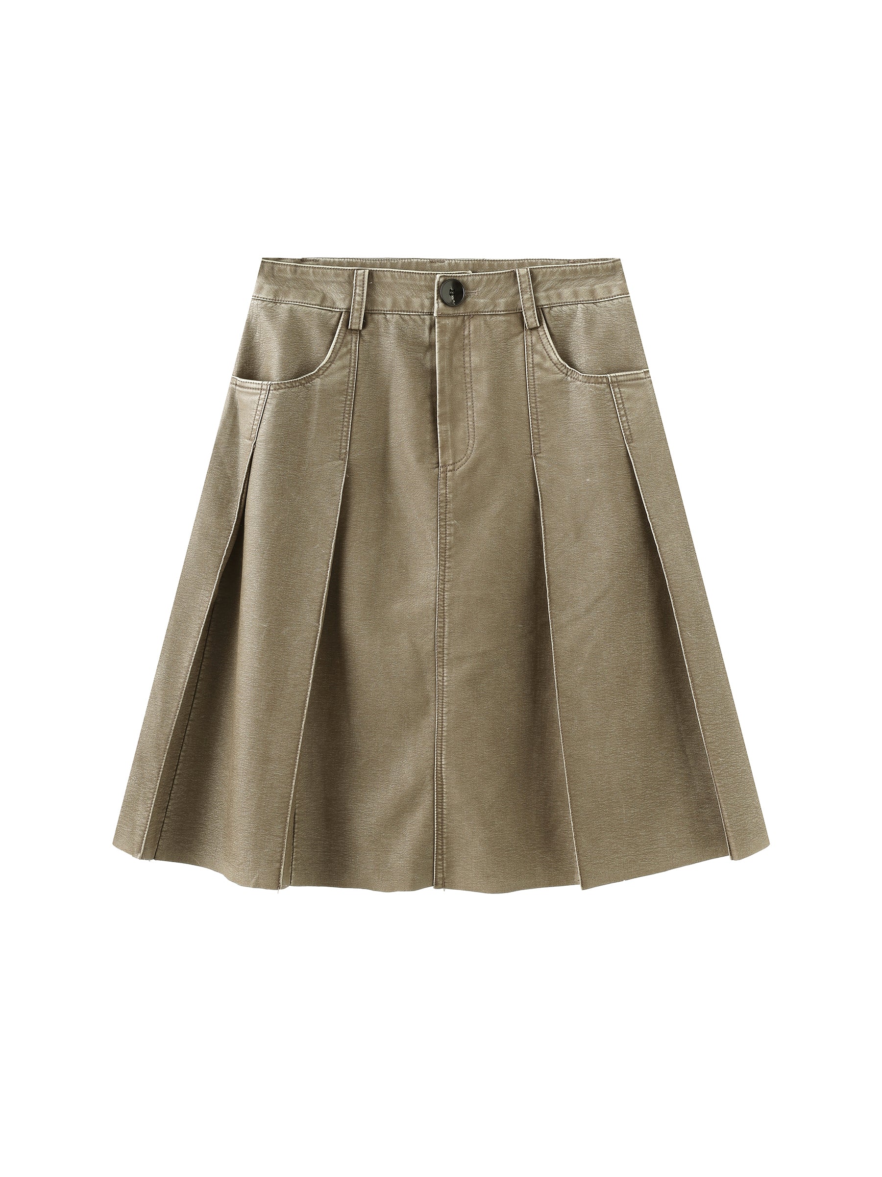 Raw Edge Pleated A-line Skirt - Image 8