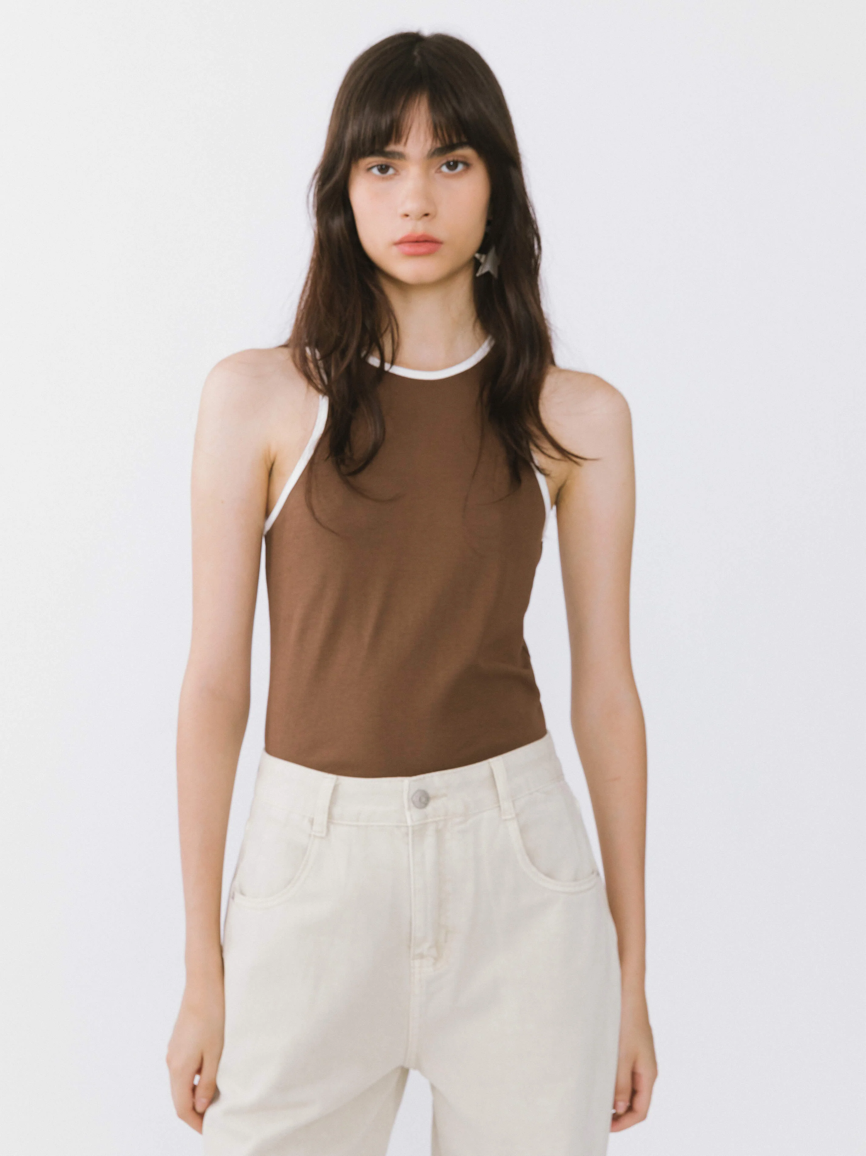 Contrast Cutaway Tank Top - Image 3