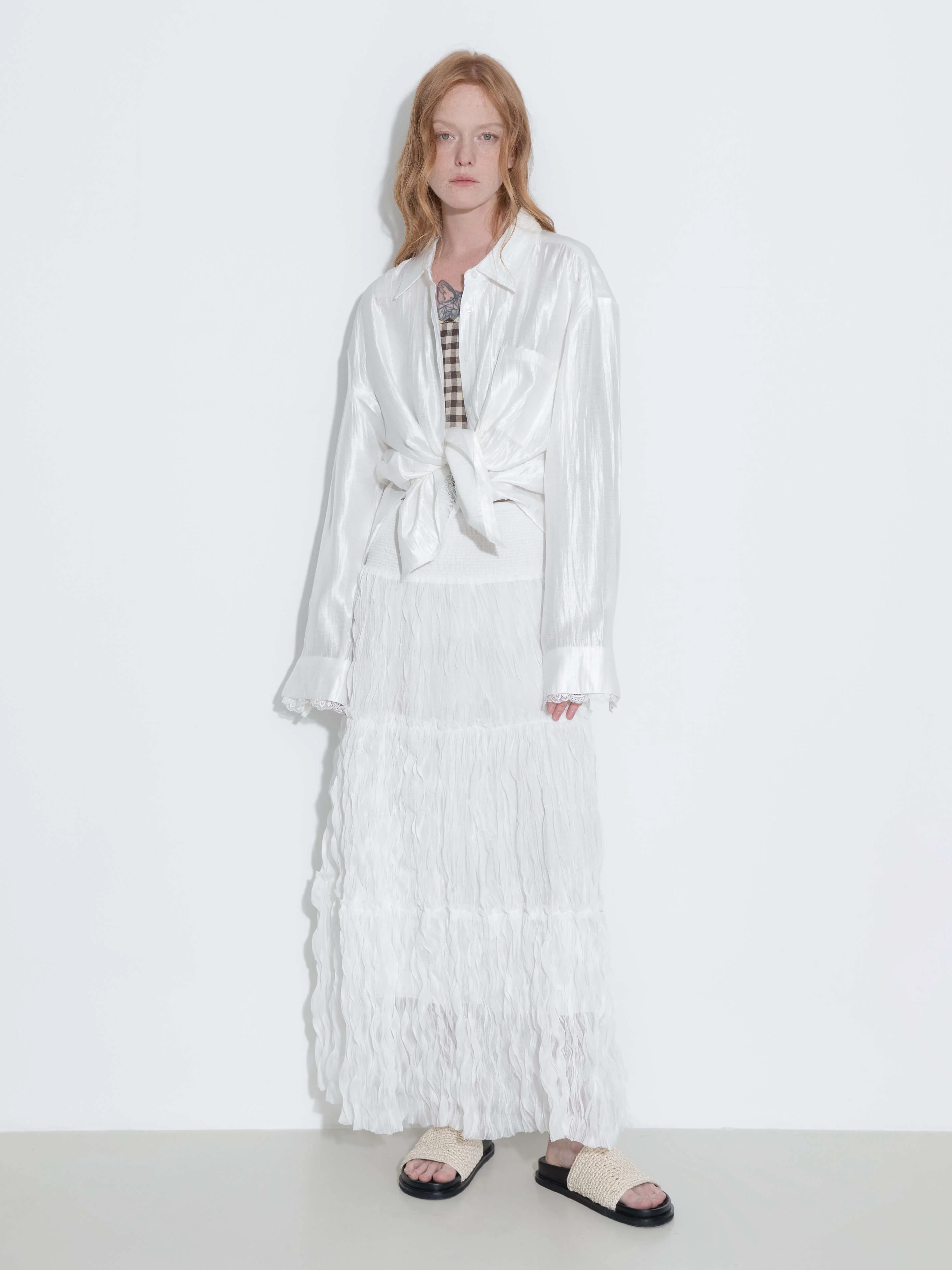 Lace Patchwork Loose Long Sleeves Shirt - Image 4