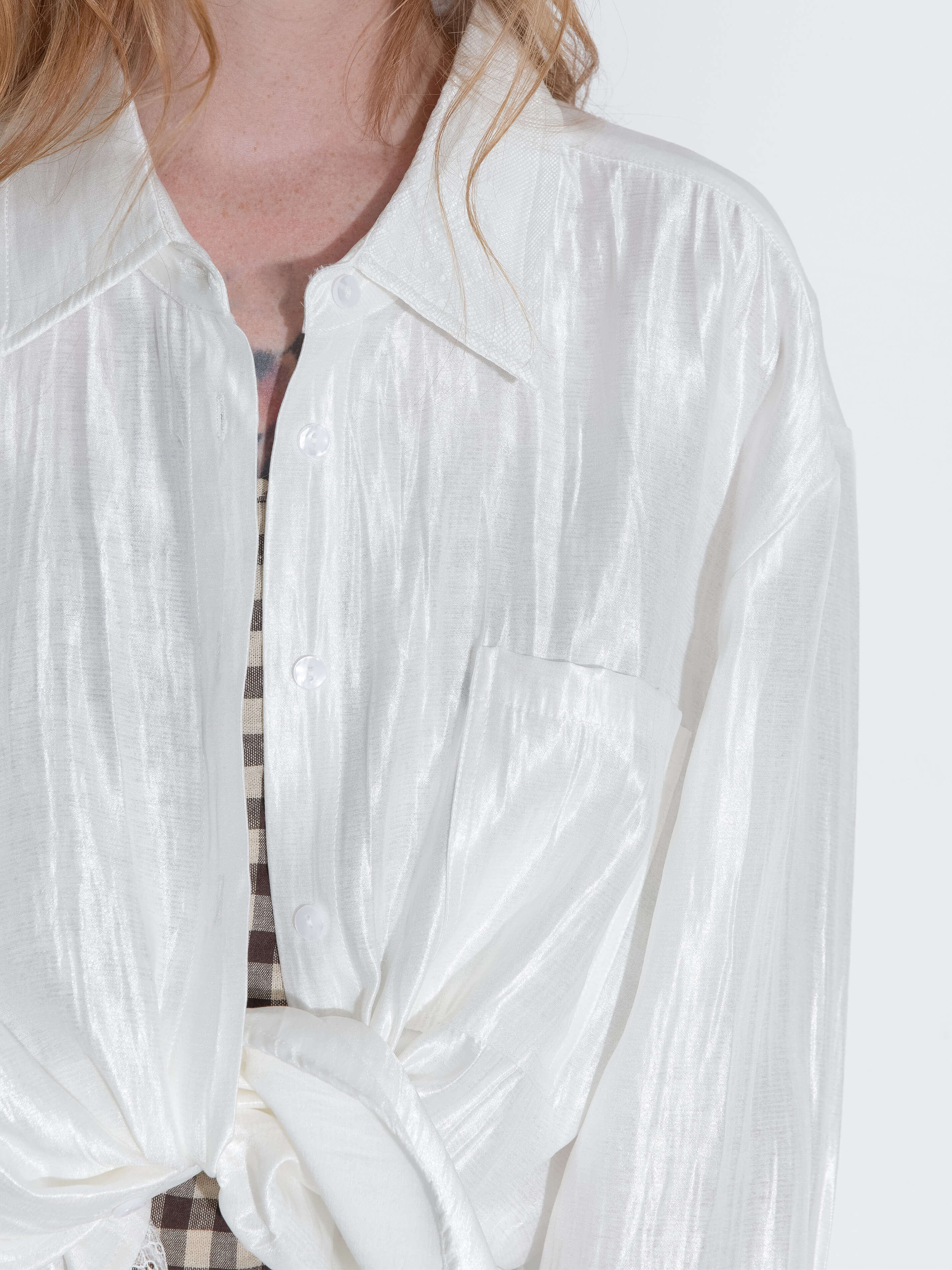 Lace Patchwork Loose Long Sleeves Shirt - Image 6