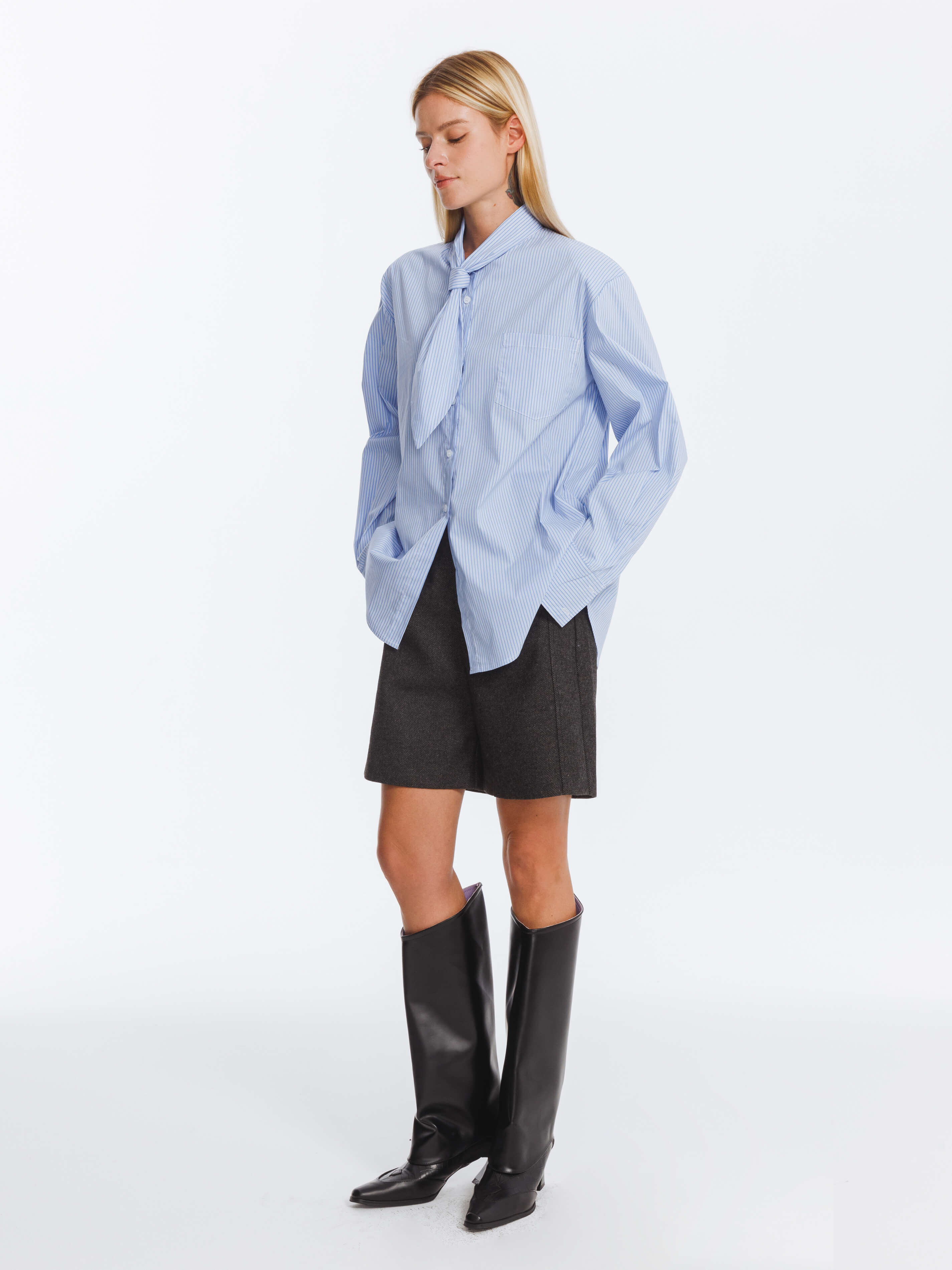 Vintage Tie Loose Striped Shirt - Image 5