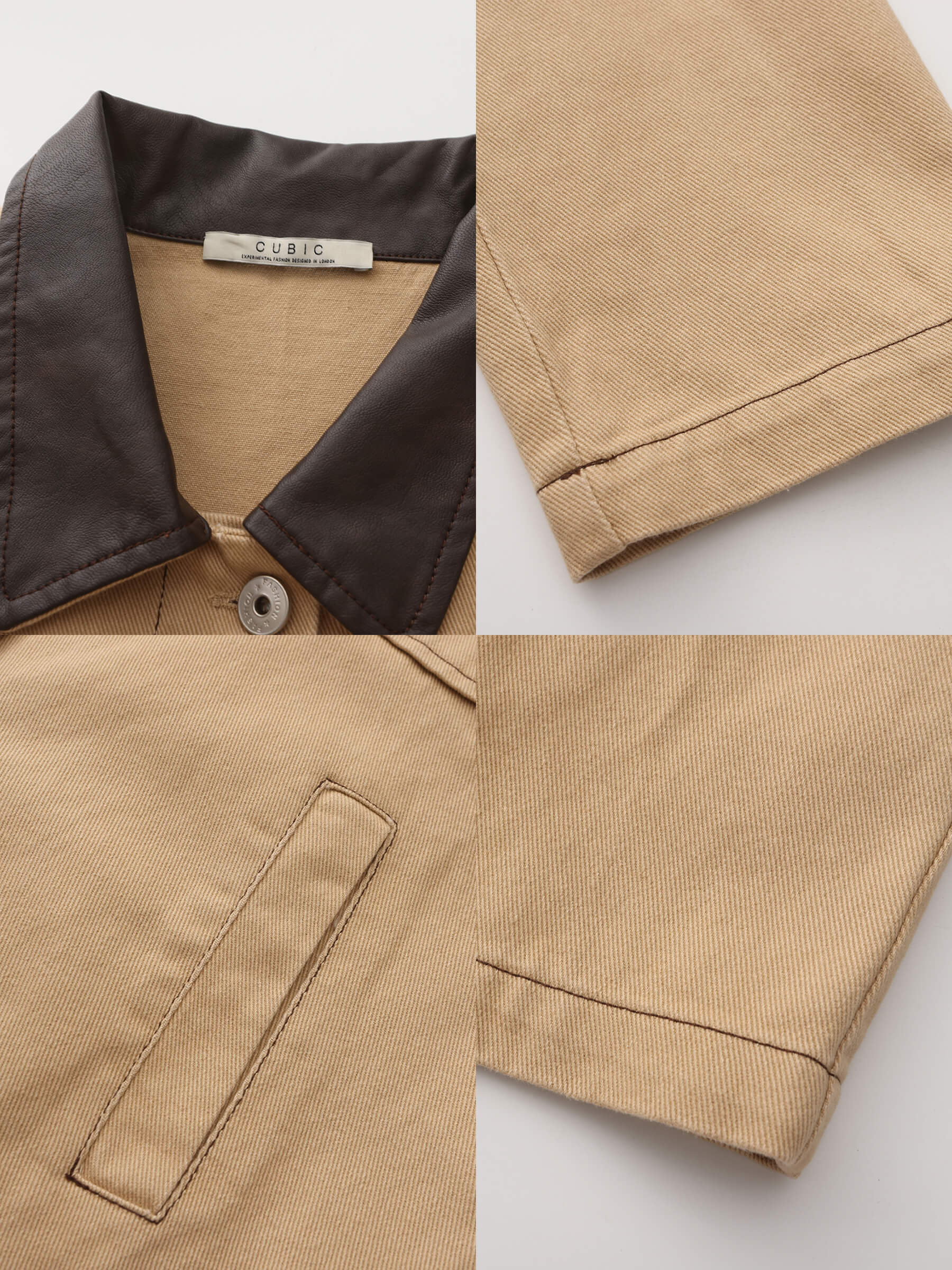 Cotton Loose Lapel Jacket with Asymmetric Pockets - Image 10