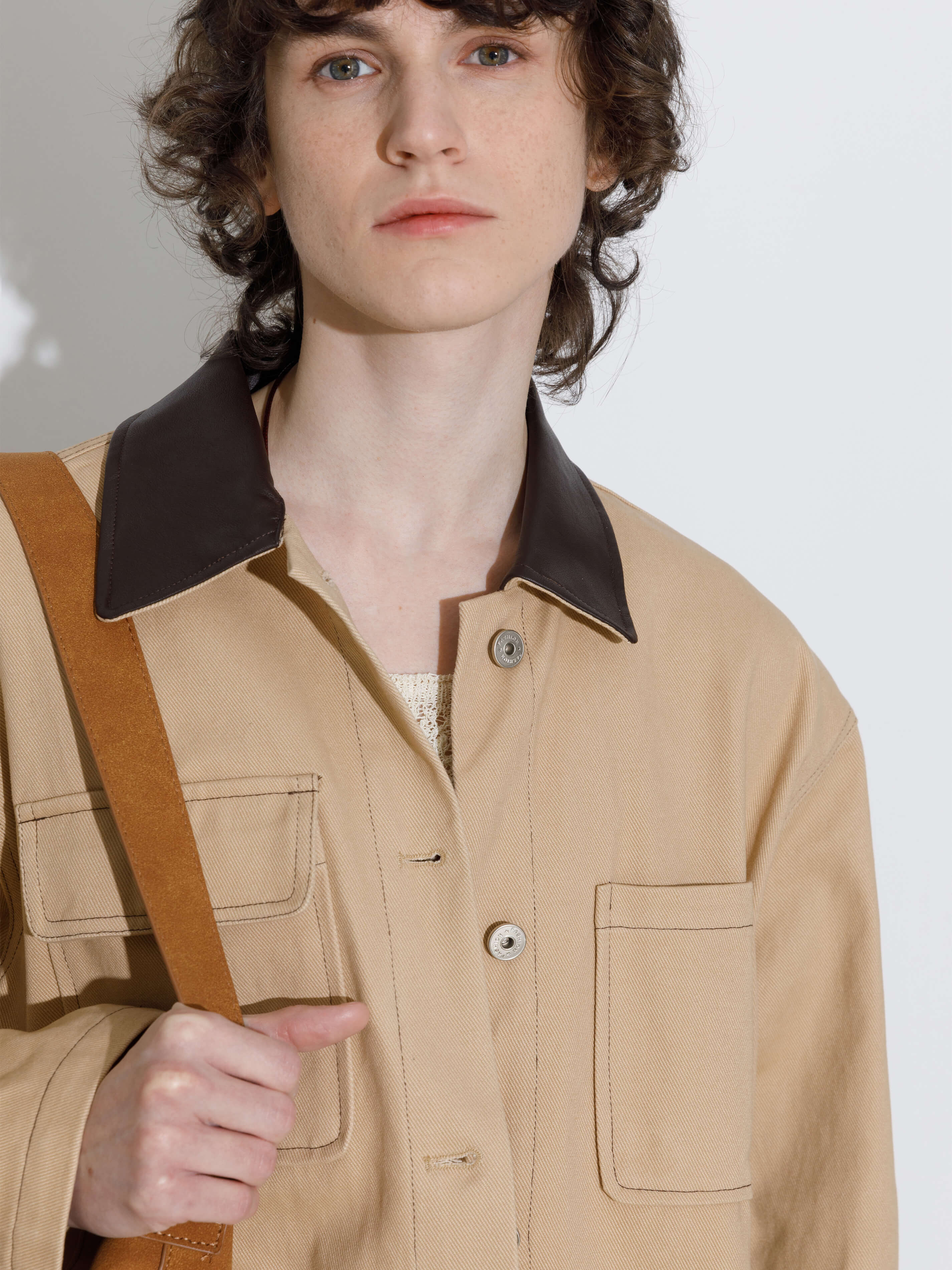 Cotton Loose Lapel Jacket with Asymmetric Pockets - Image 3