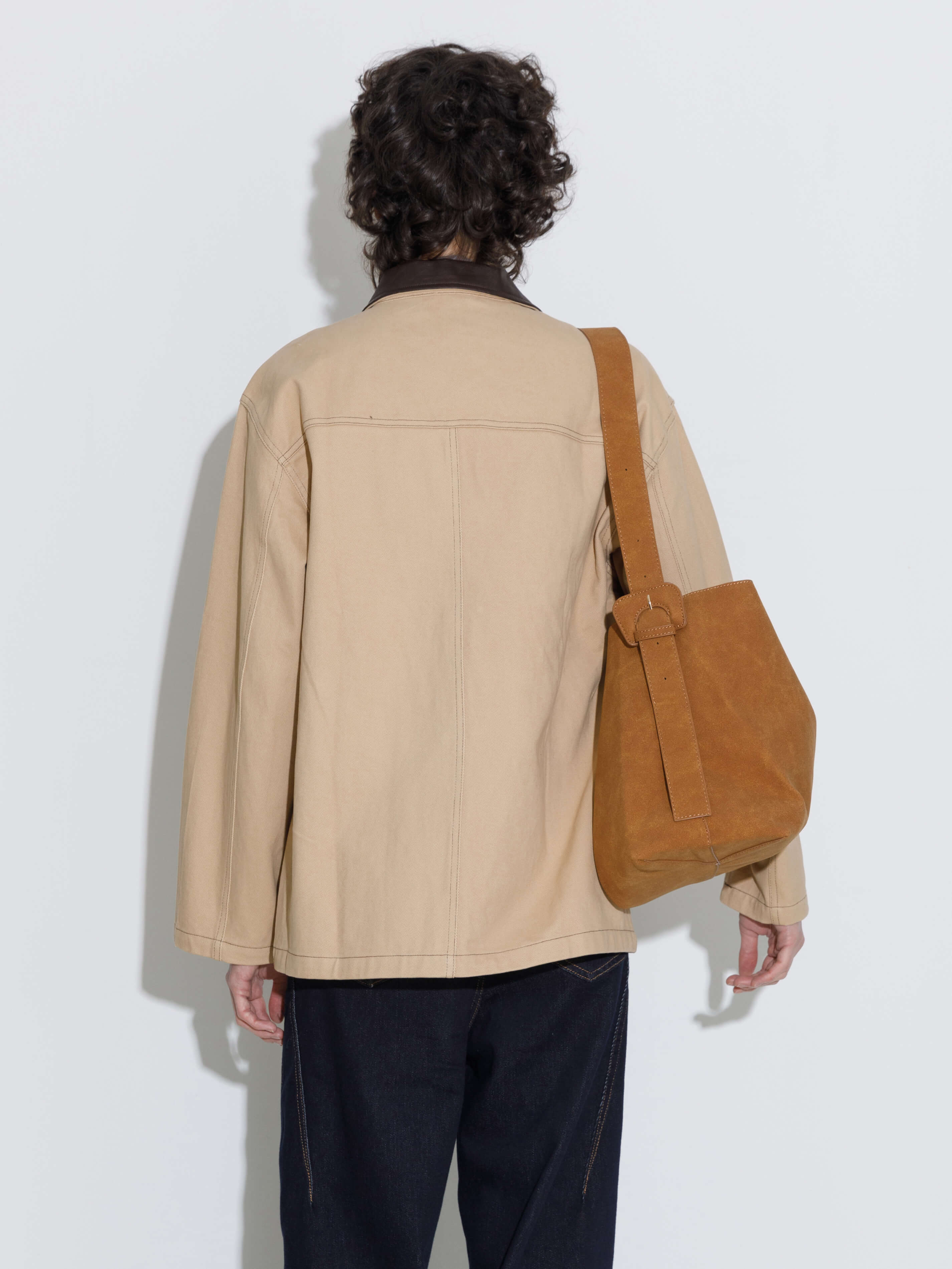 Cotton Loose Lapel Jacket with Asymmetric Pockets - Image 6