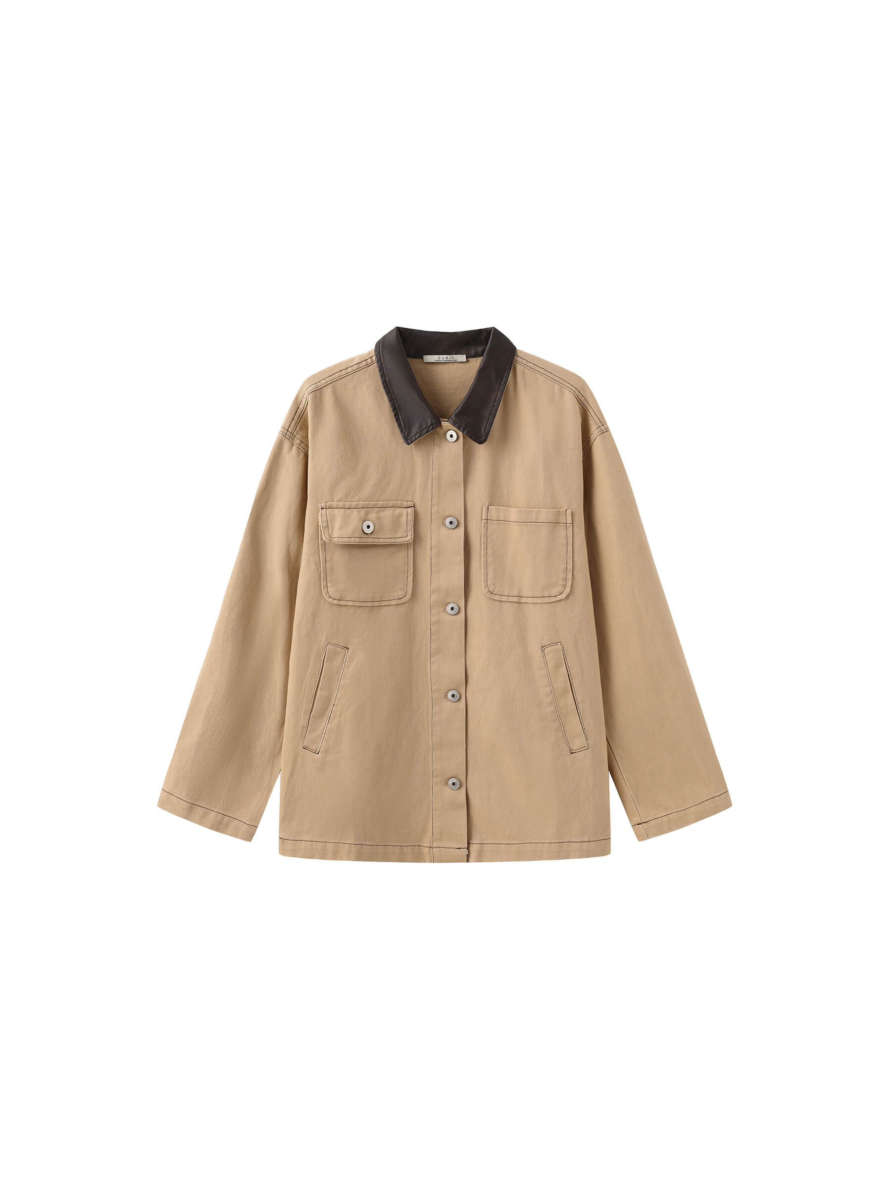 Cotton Loose Lapel Jacket with Asymmetric Pockets - Image 8
