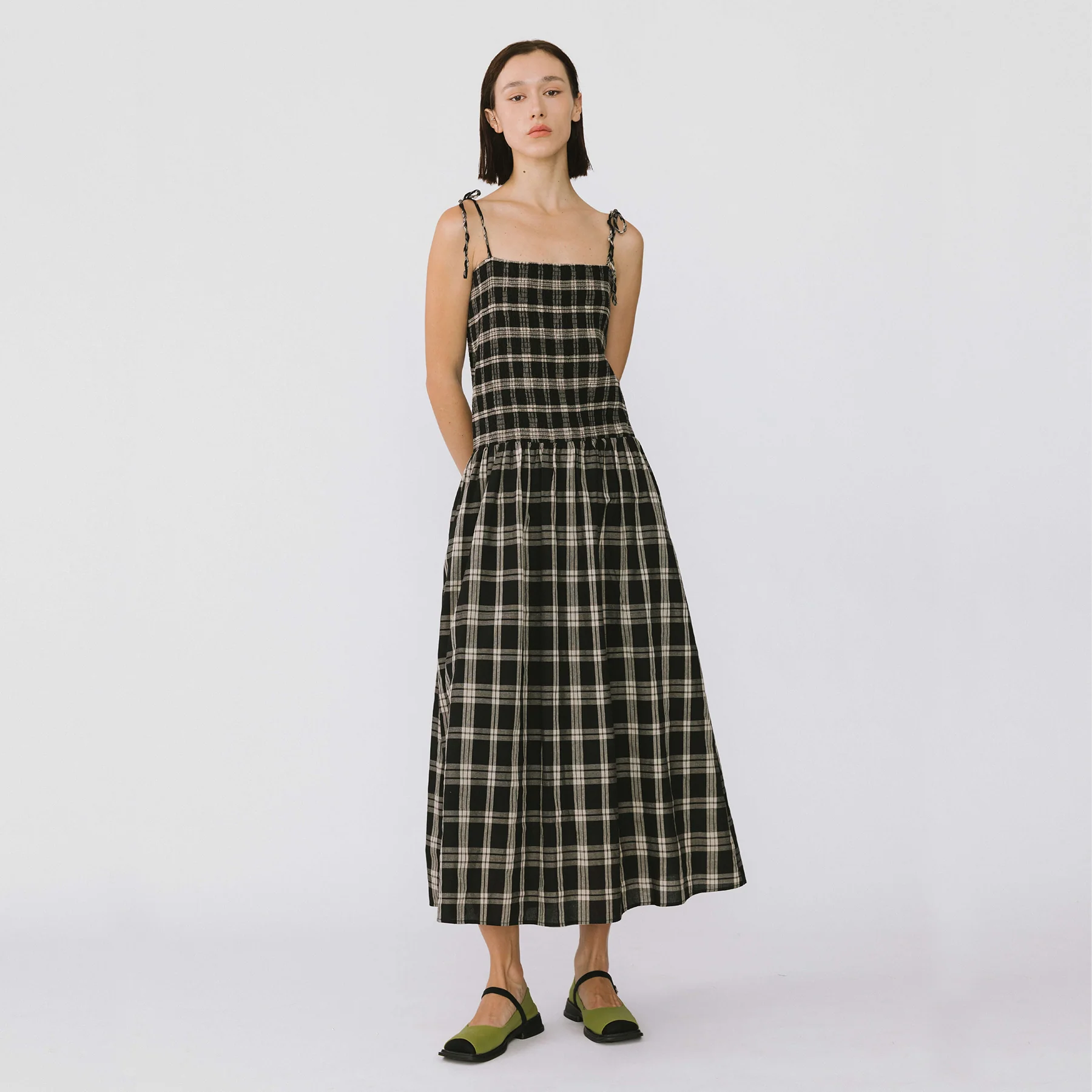 Pure Cotton Plaid Sling Dress - Image 7