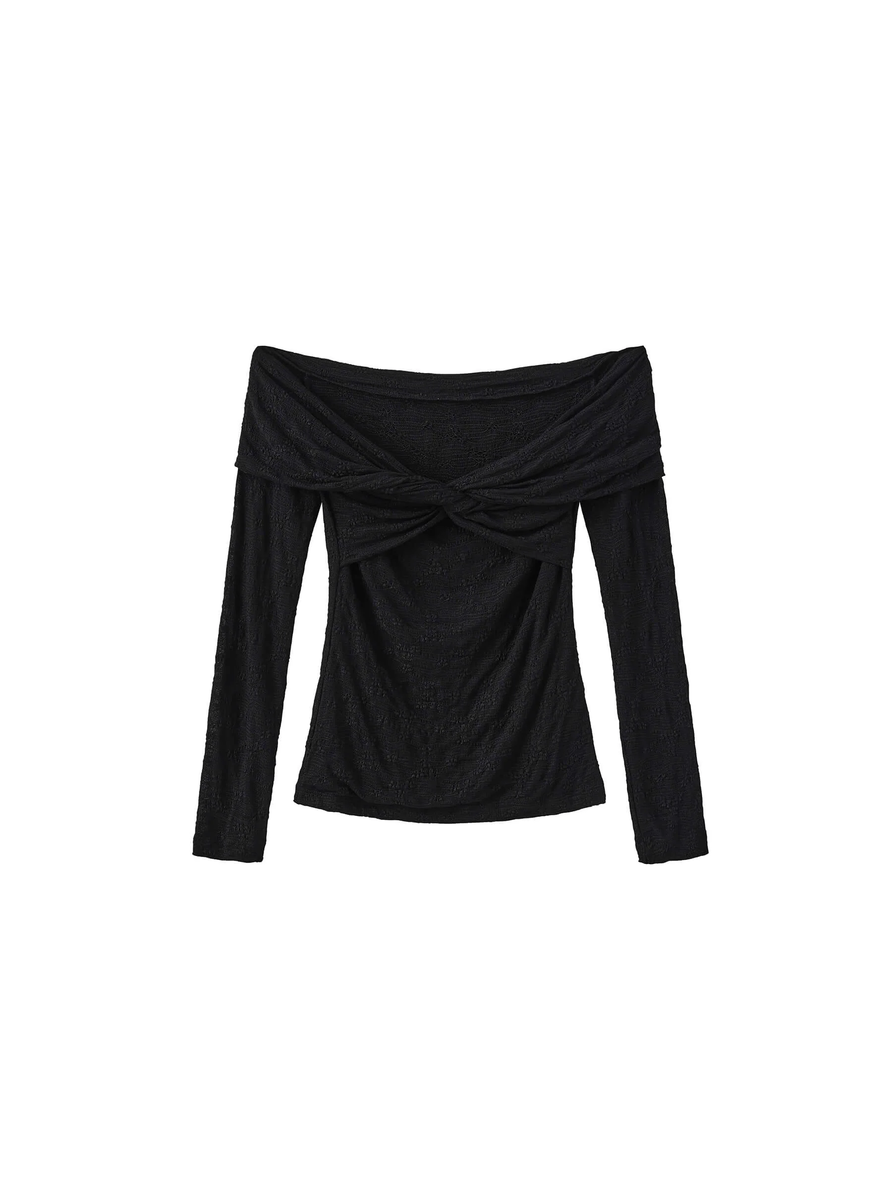 Pleated Off Shoulder Long Sleeves Top - Image 8
