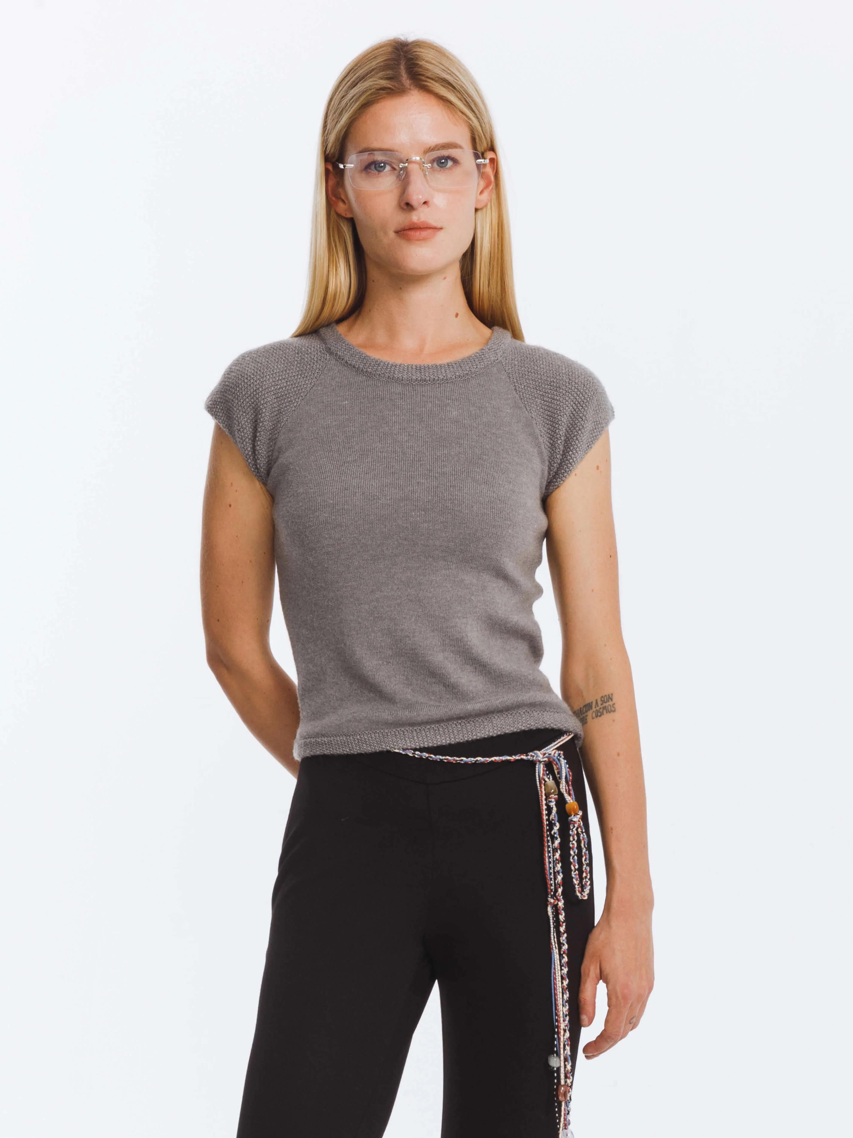 Jacquard Cropped Knit Top with Cashmere Blend - Image 10