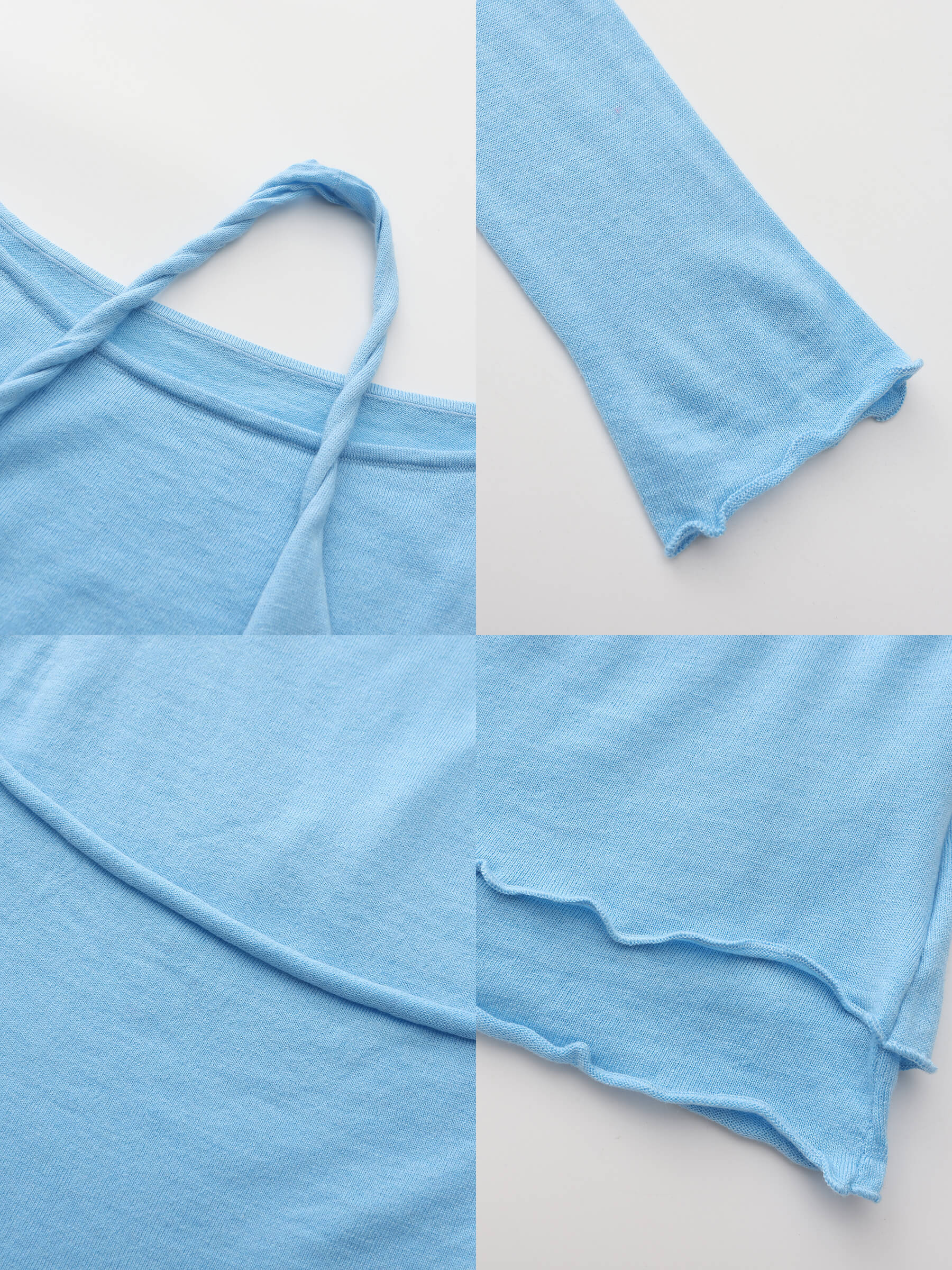 Blue Halter Neck Knit Top with Wool Blend - Image 7