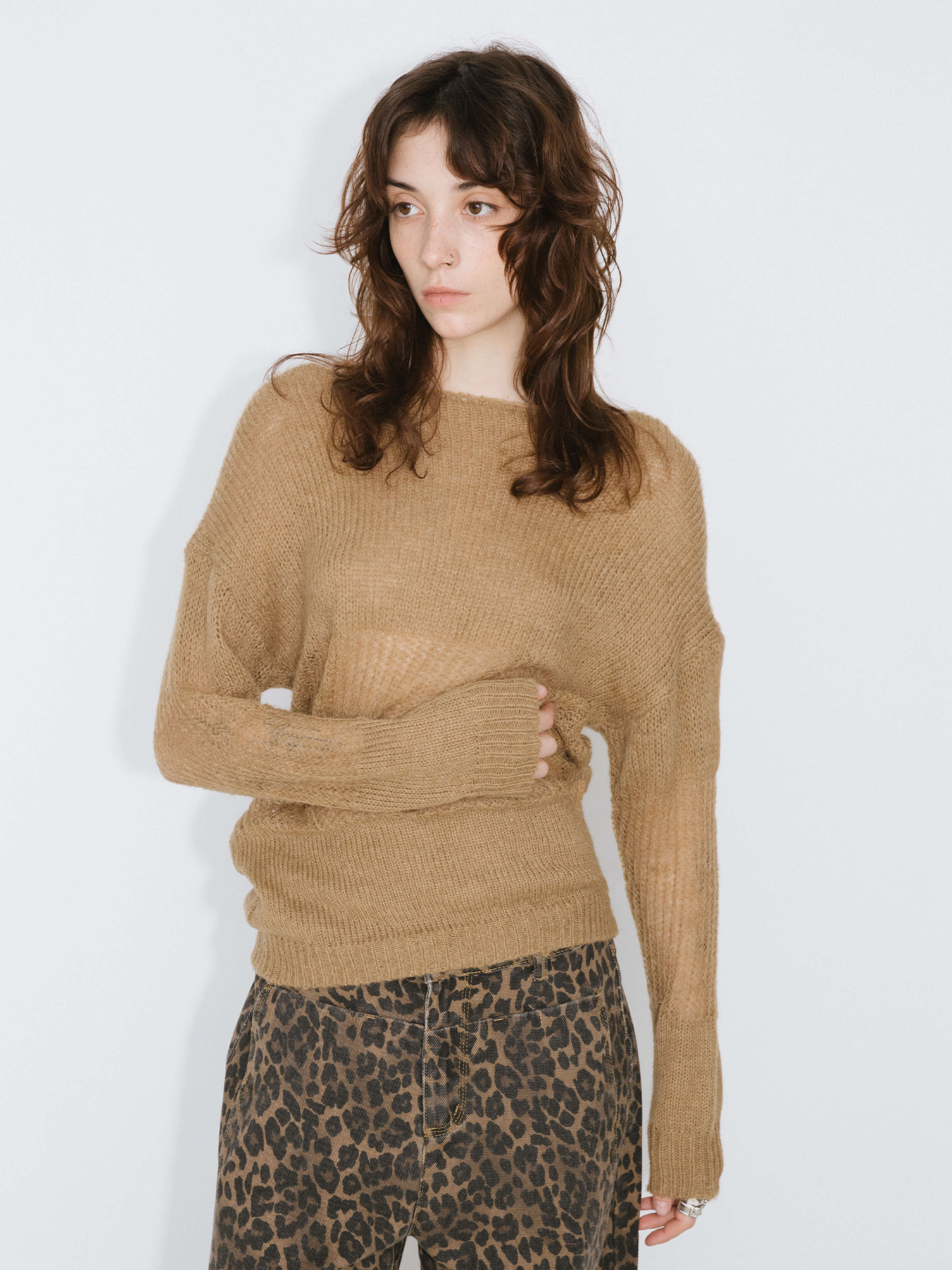 Off The Shoulder Stacked Long Sleeved Sweater - Image 2