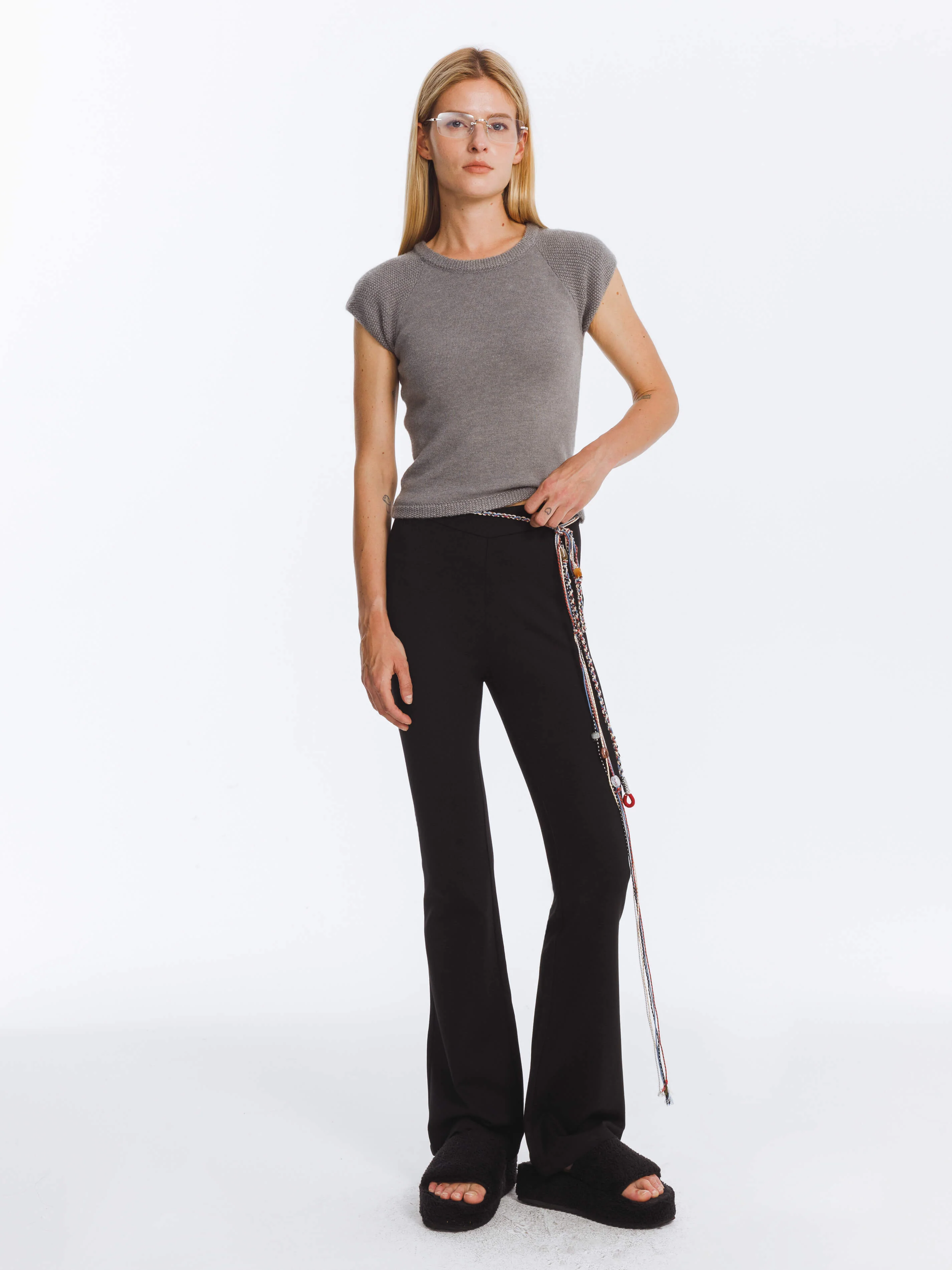 High Waisted Flared High Elastic Trousers - Image 2