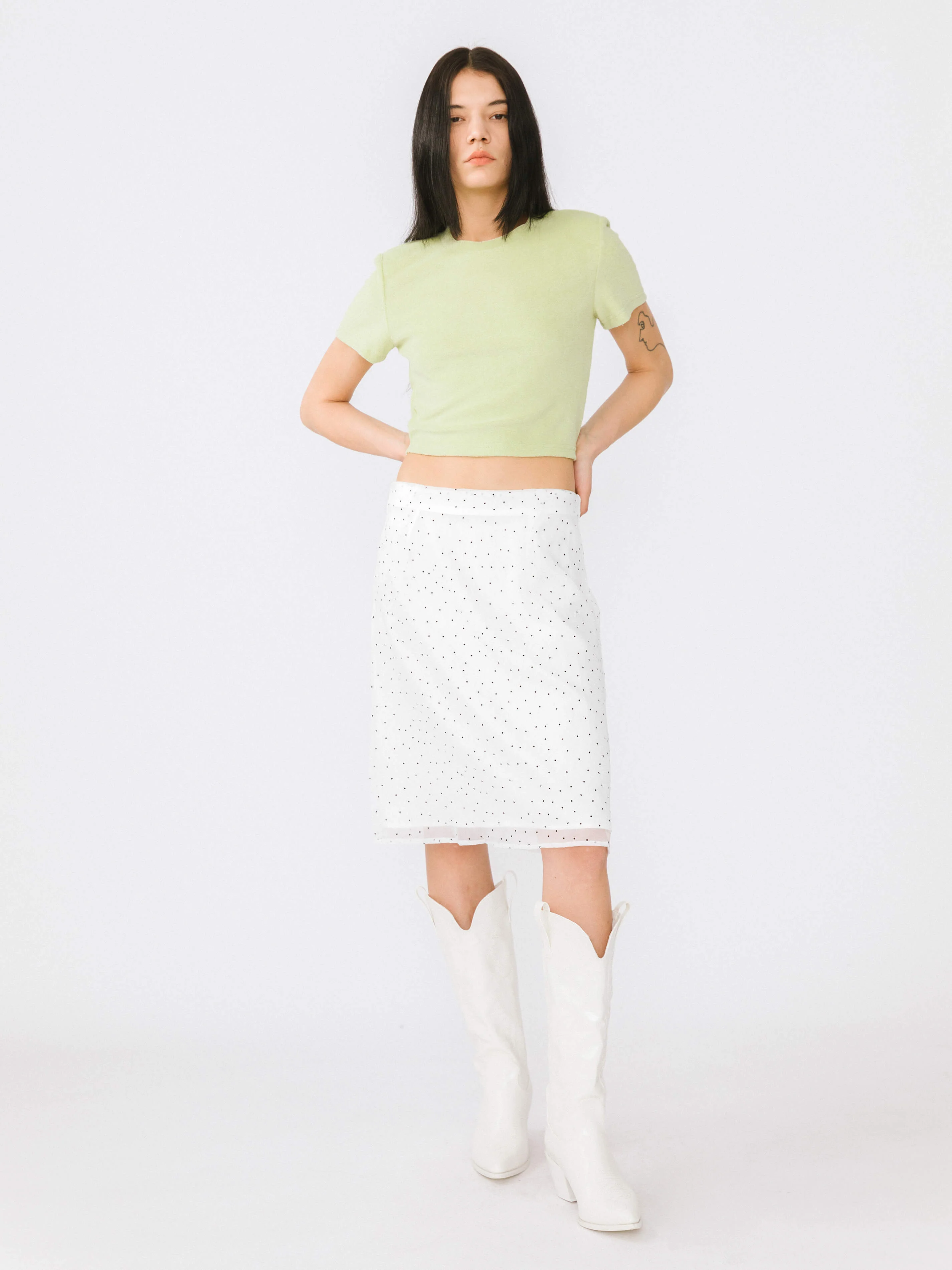 Double Layered Polka Dot Mesh Skirt - Image 3