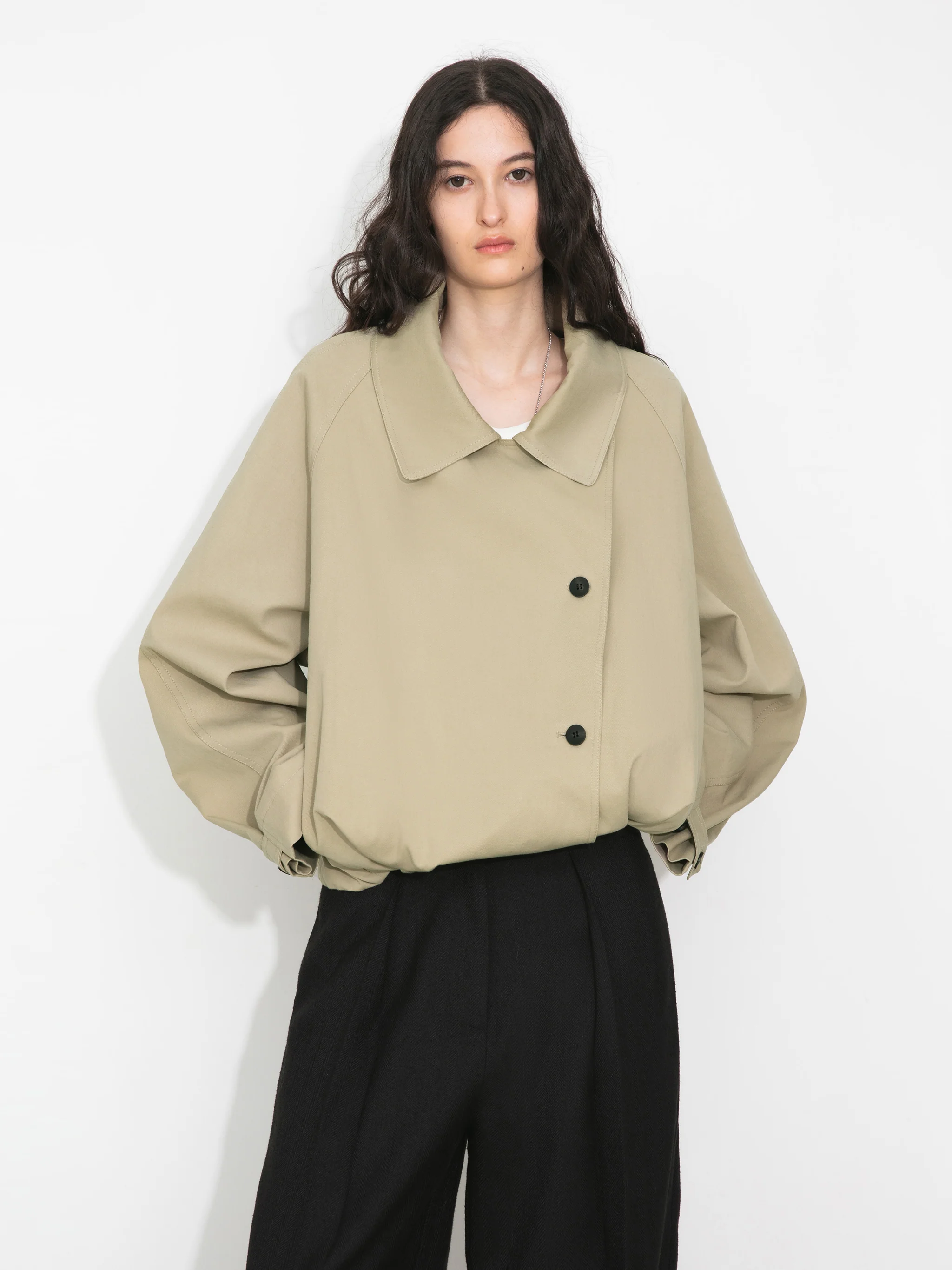Cropped Drawstring Trench Coat - Image 4