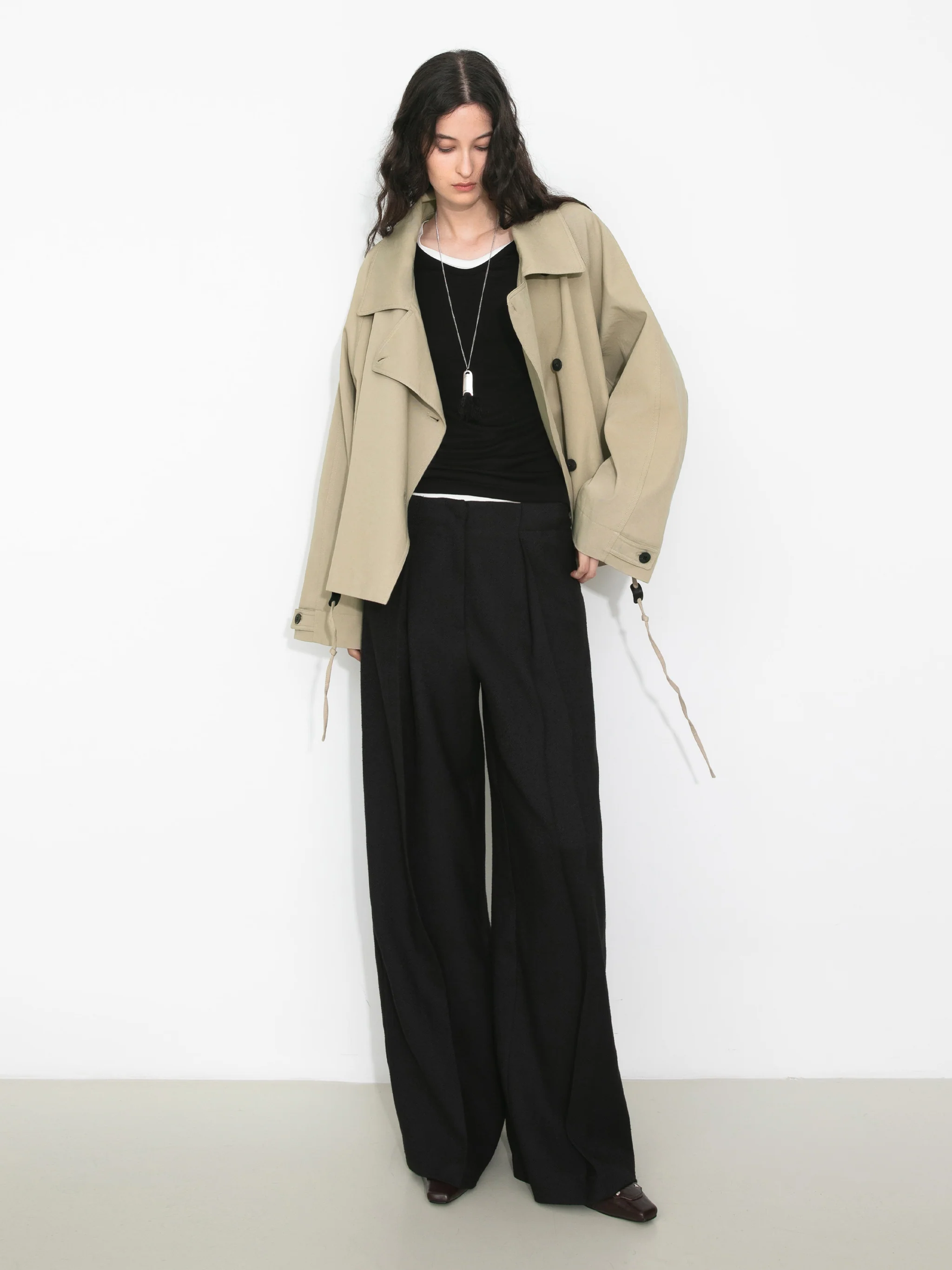 Cropped Drawstring Trench Coat - Image 5