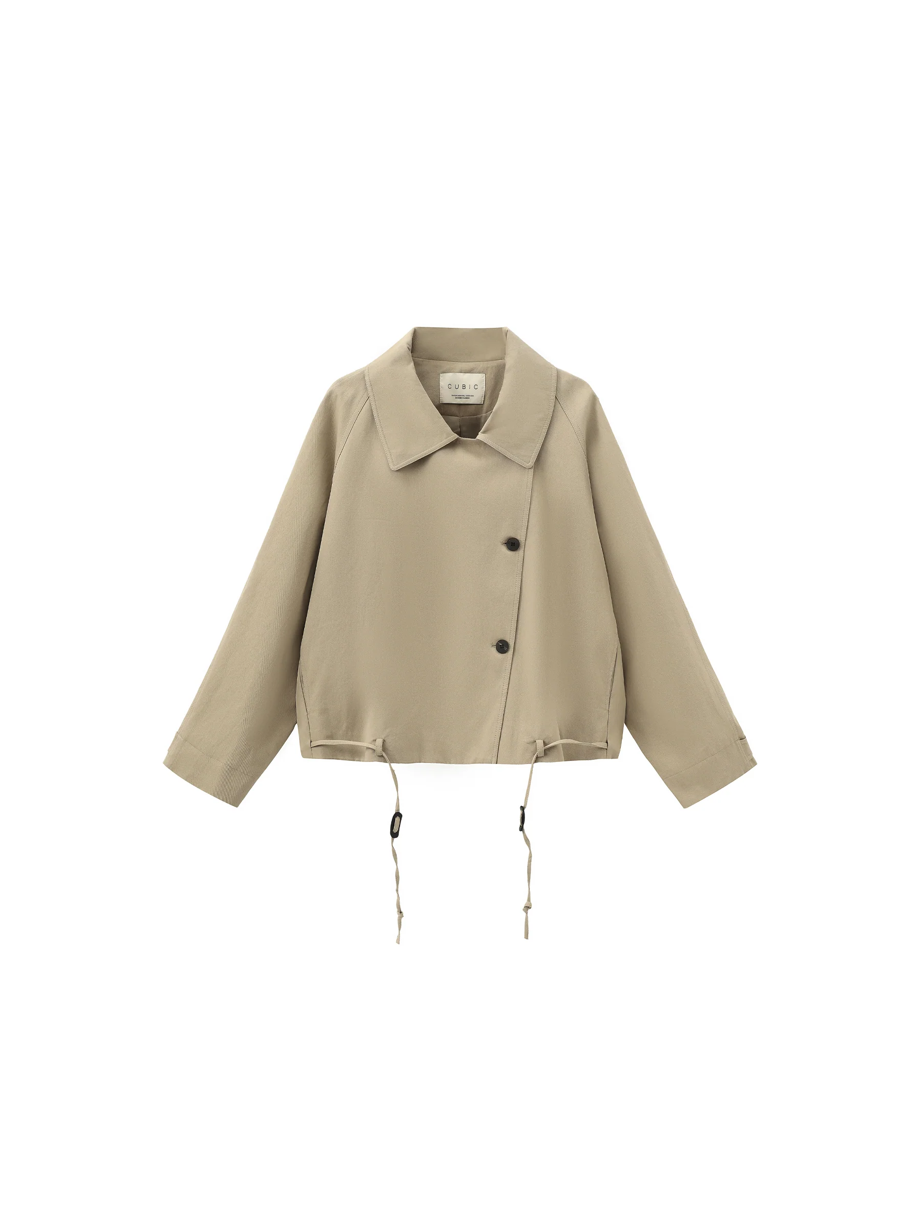 Cropped Drawstring Trench Coat - Image 7