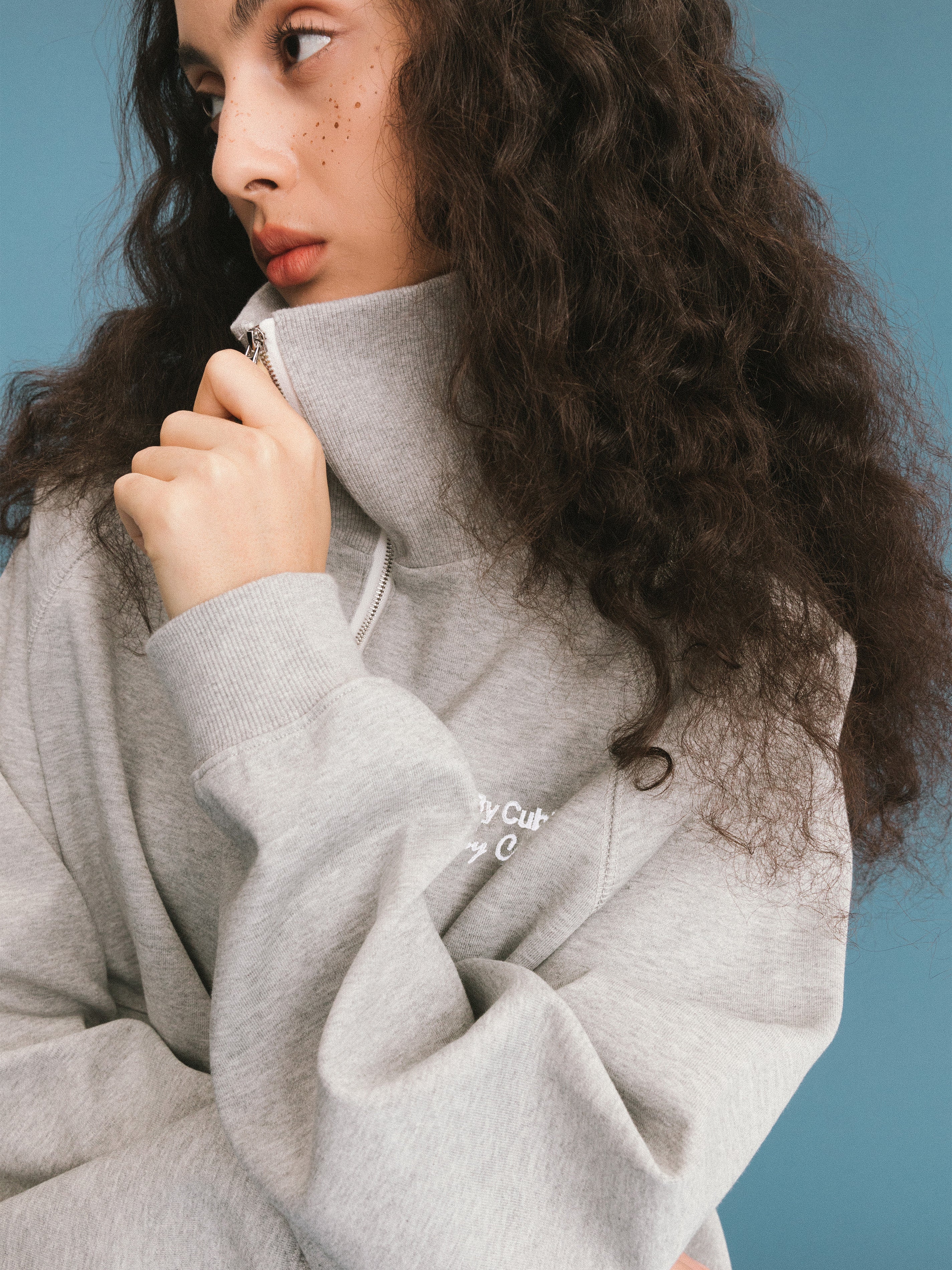 ONE BY CUBIC Collared Half-Zip Embroidered 100% Cotton Sweatshirt - Image 3
