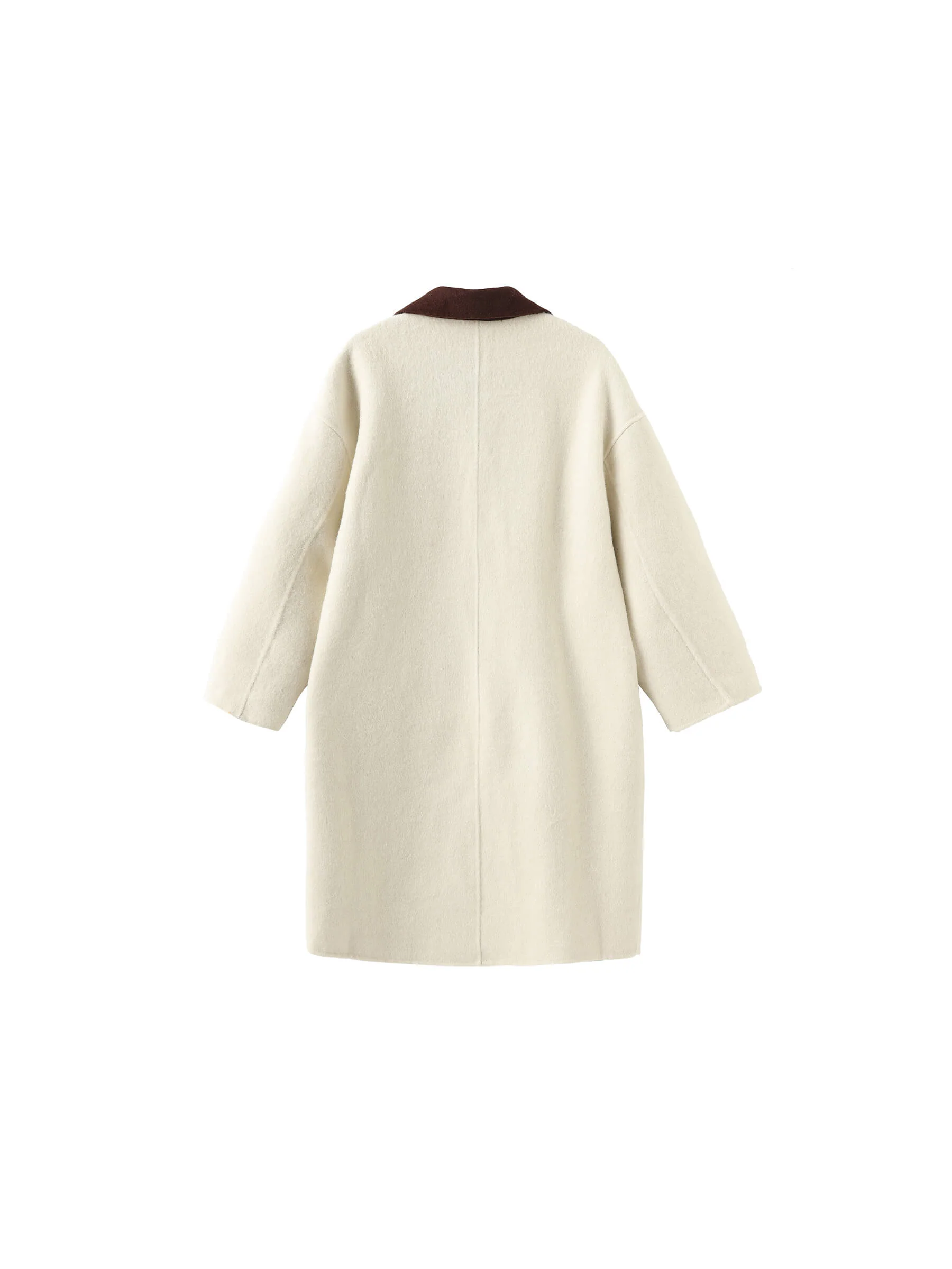 Contrast Coloured Collar Wool Coat - Image 9