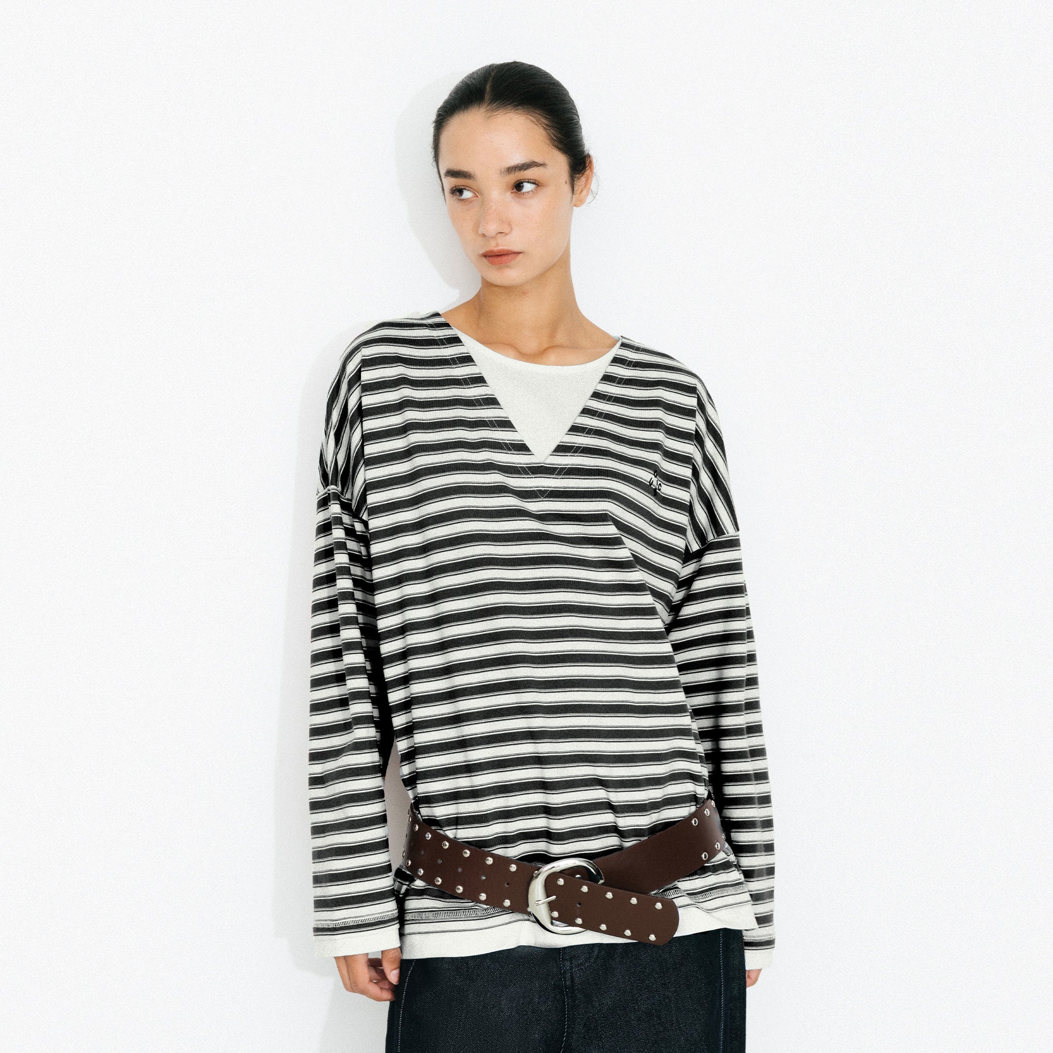 Contrast Stripe Oversized Long-Sleeve Top - Image 9