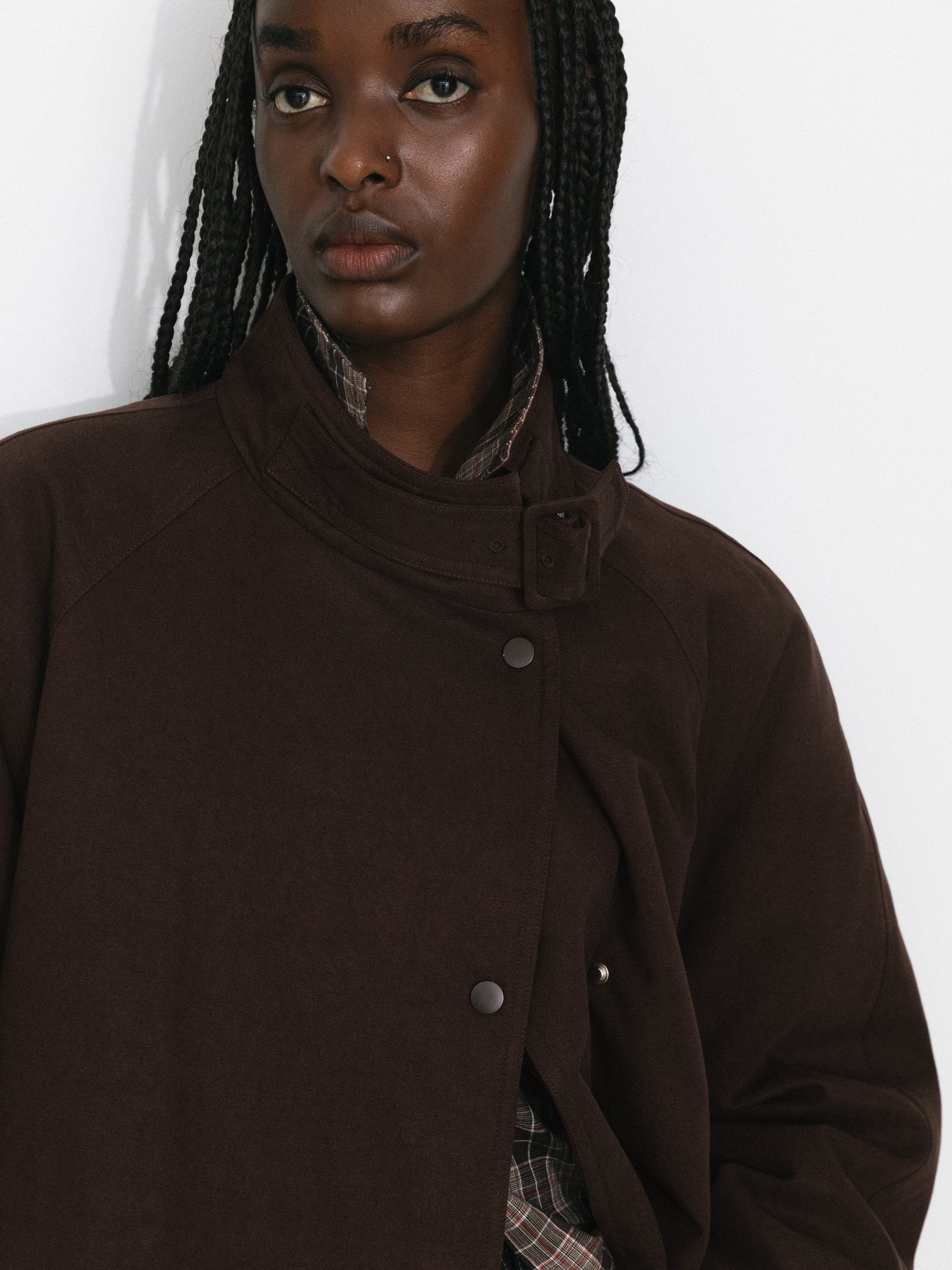 Convertible Collar Long Down Trench Coat - Image 4