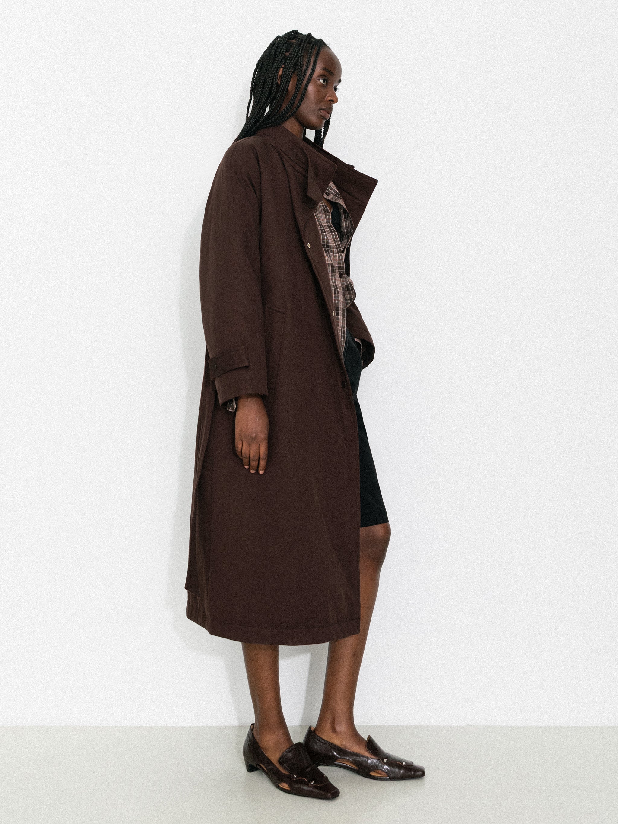 Convertible Collar Long Down Trench Coat - Image 5