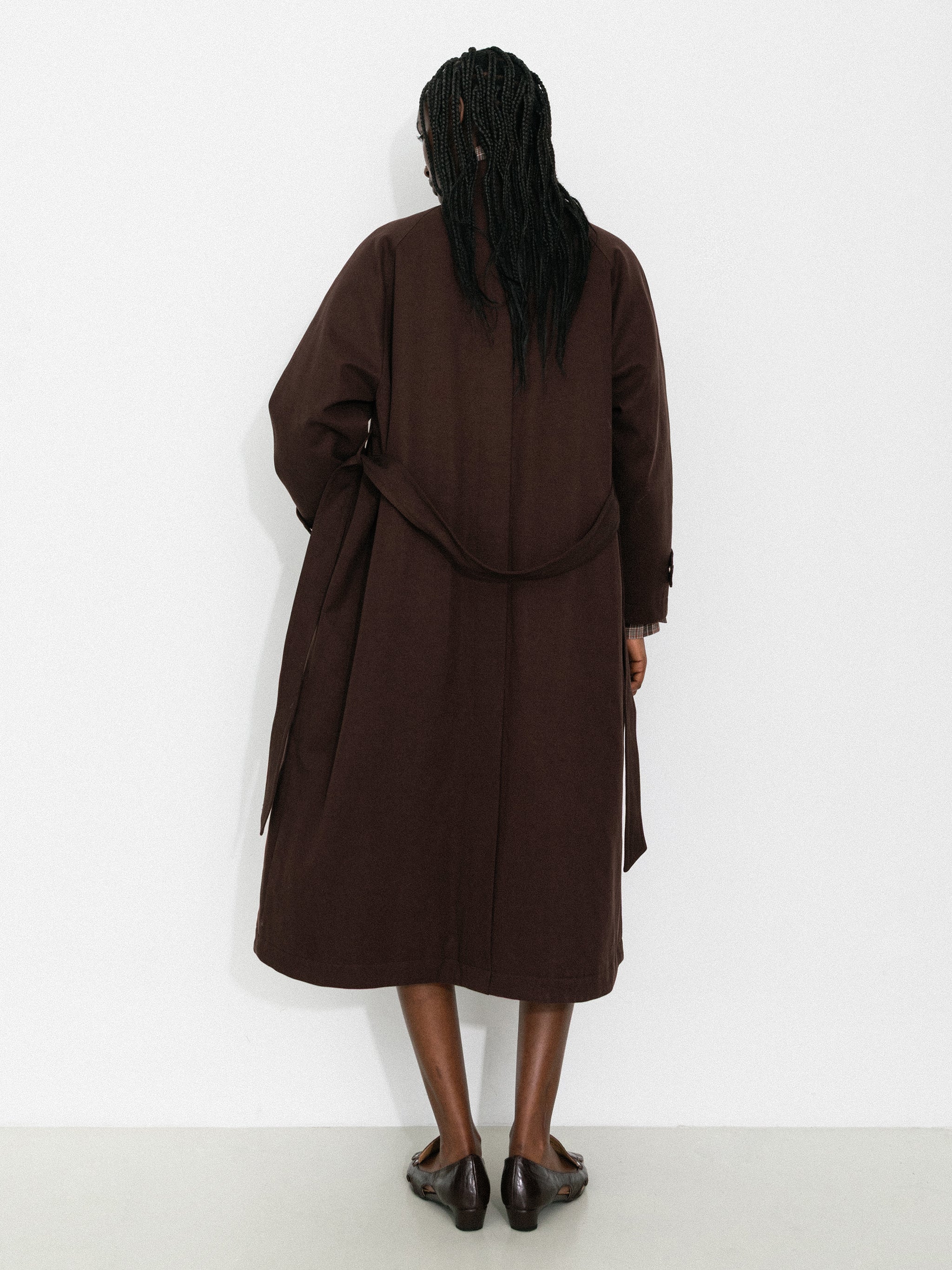Convertible Collar Long Down Trench Coat - Image 6