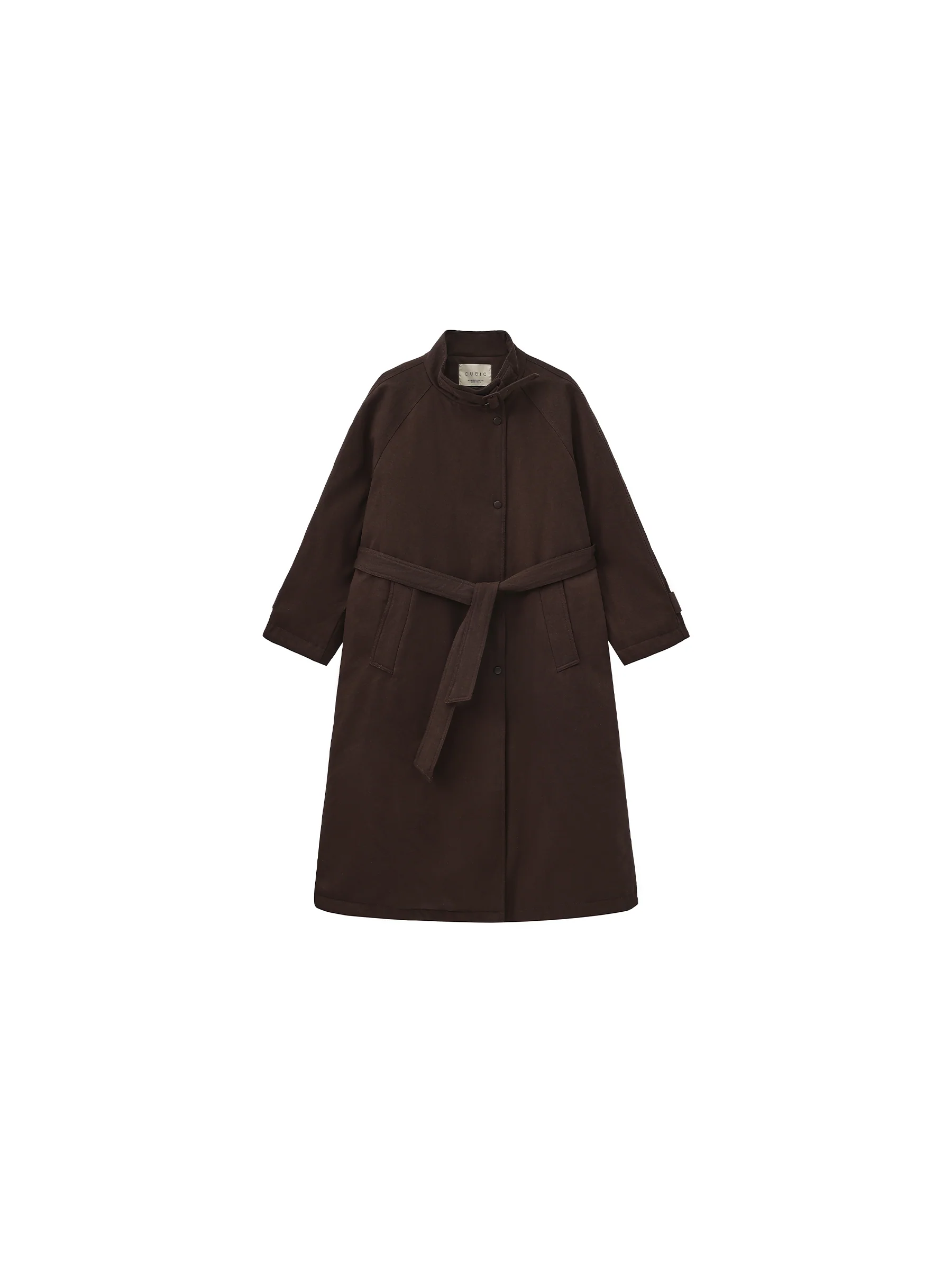 Convertible Collar Long Down Trench Coat - Image 7