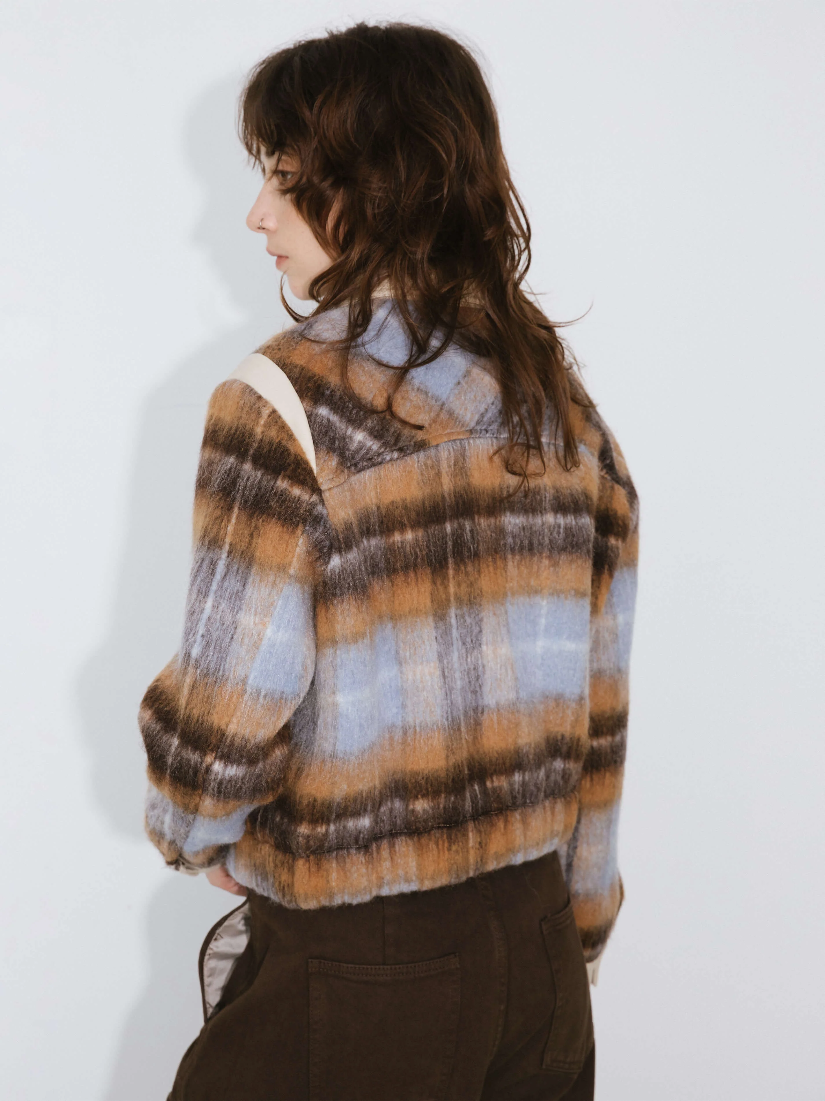 Wool Tartan and Faux Leather Jacket - Image 6