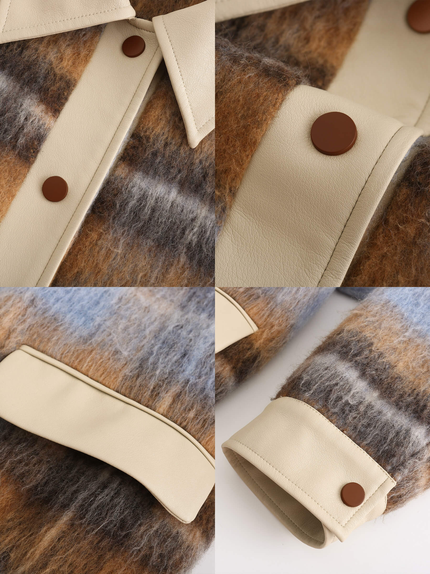 Wool Tartan and Faux Leather Jacket - Image 9