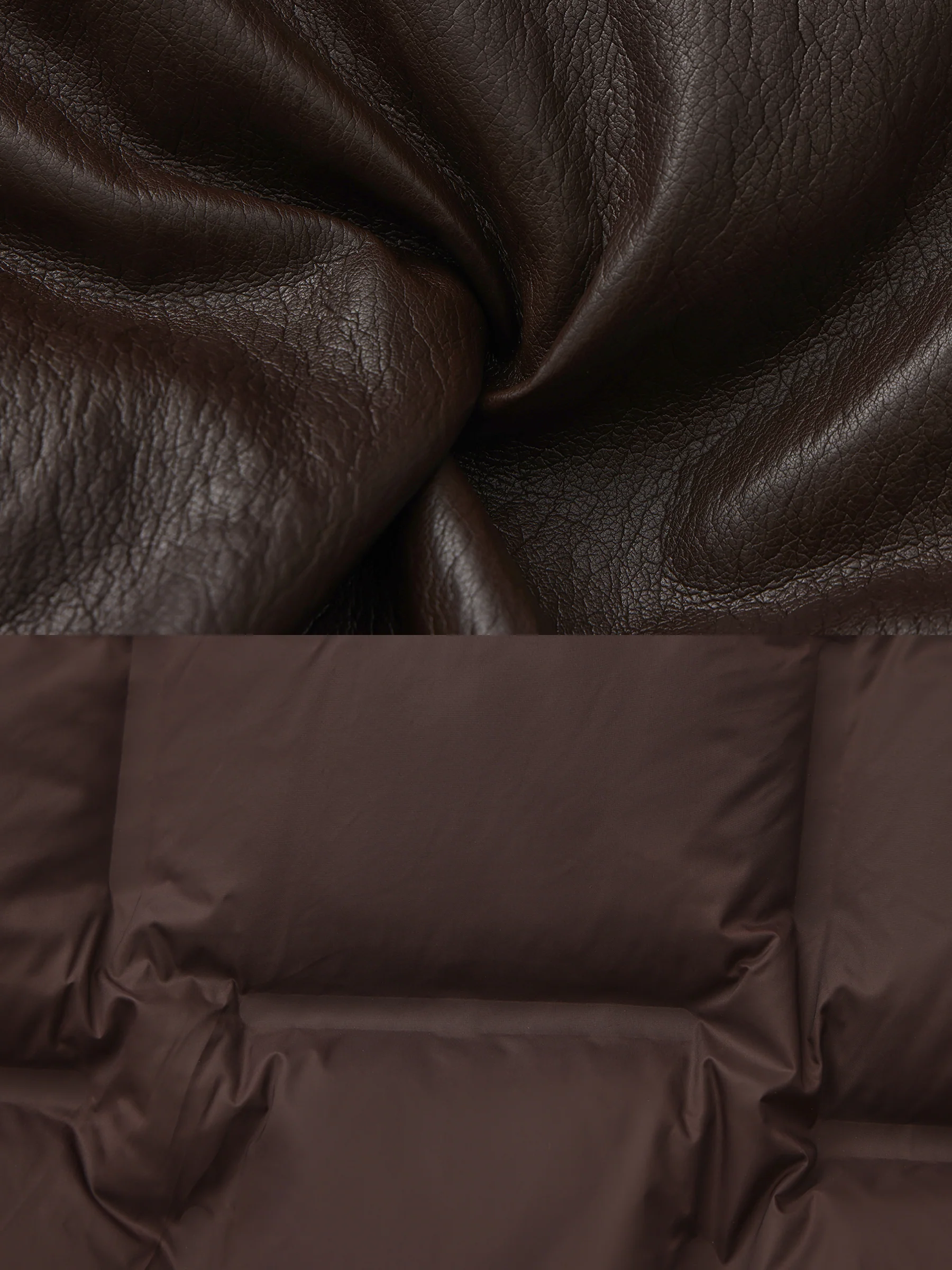 Corduroy Collar Convertible Leather Down Jacket - Image 12