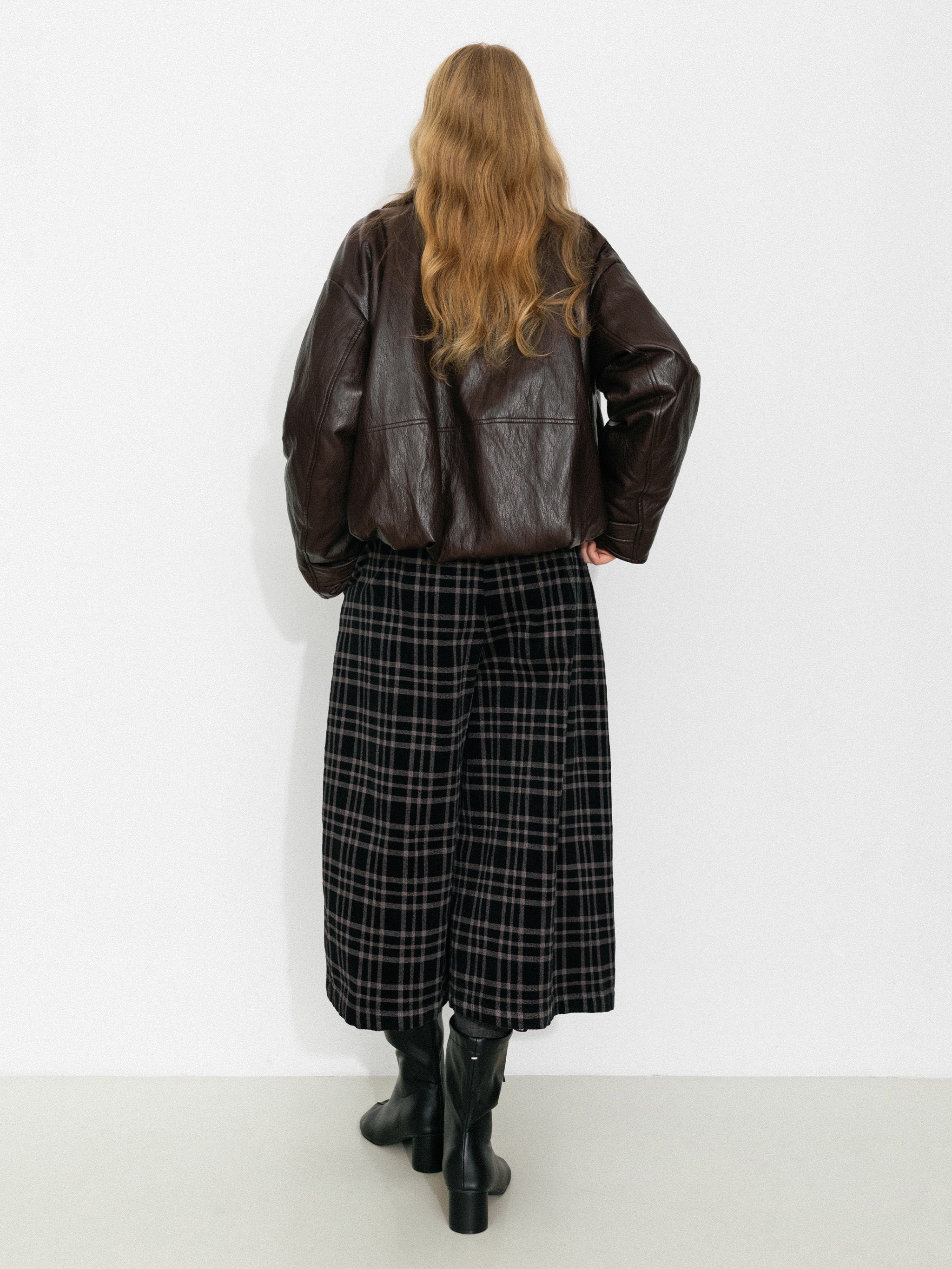 Corduroy Collar Convertible Leather Down Jacket - Image 6