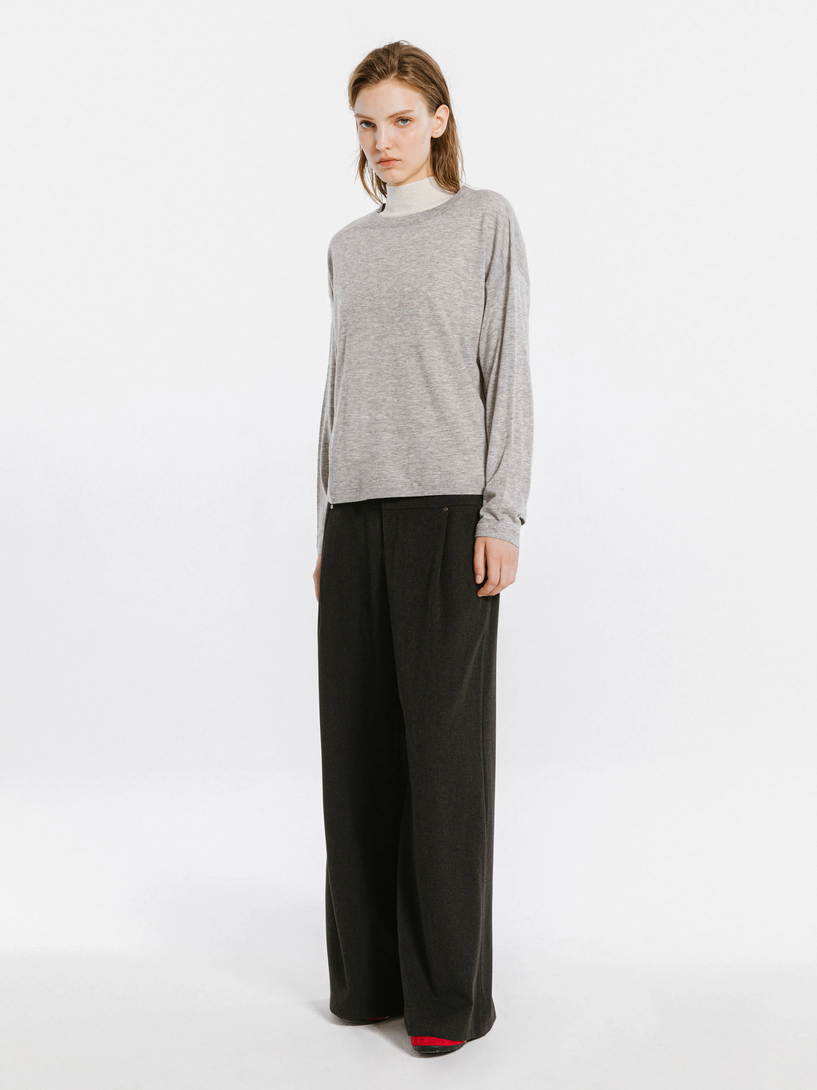 Crew Neck Long Sleeve Top with Wool Blend - Image 7