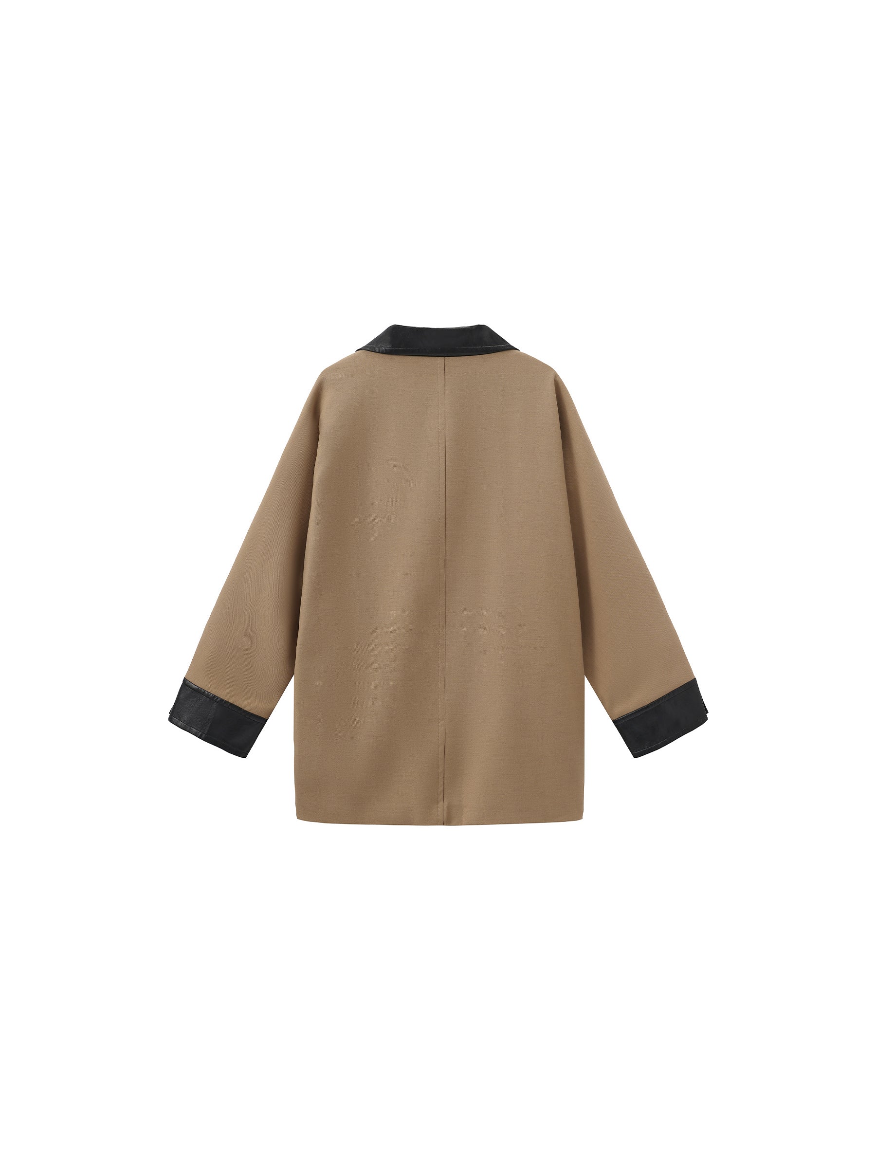Cropped Contrast-Trim Oversized Trench Jacket - Image 8