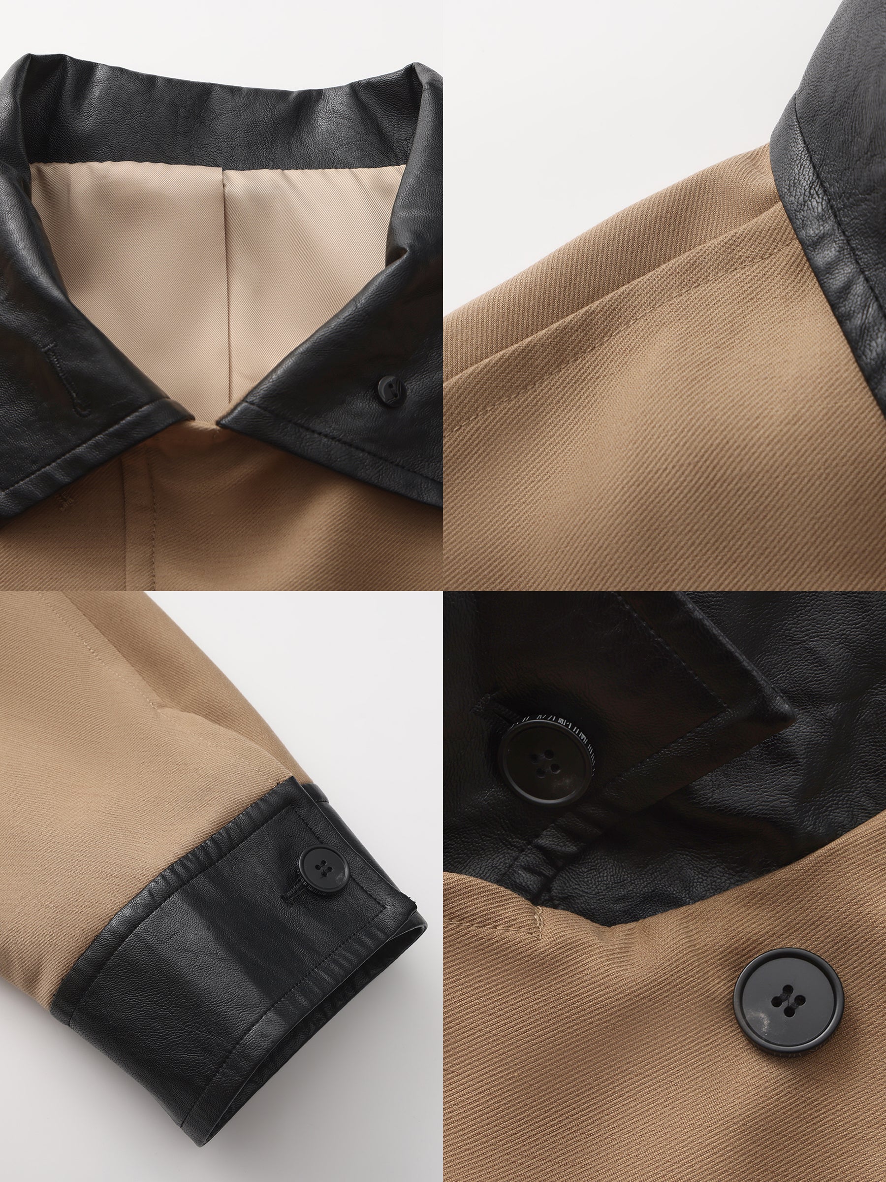 Cropped Contrast-Trim Oversized Trench Jacket - Image 9