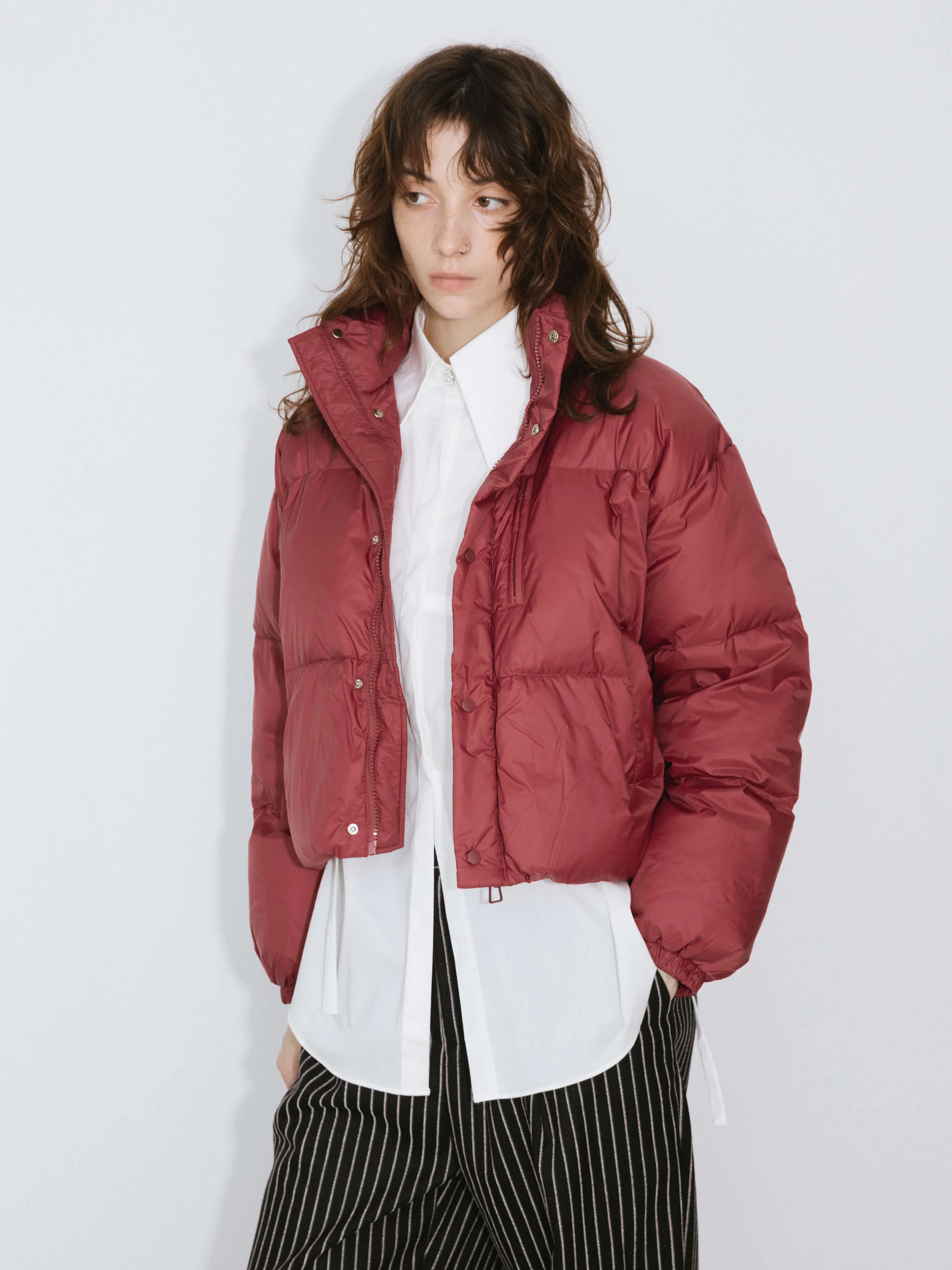 Cropped High Neck Down Coat - Image 2