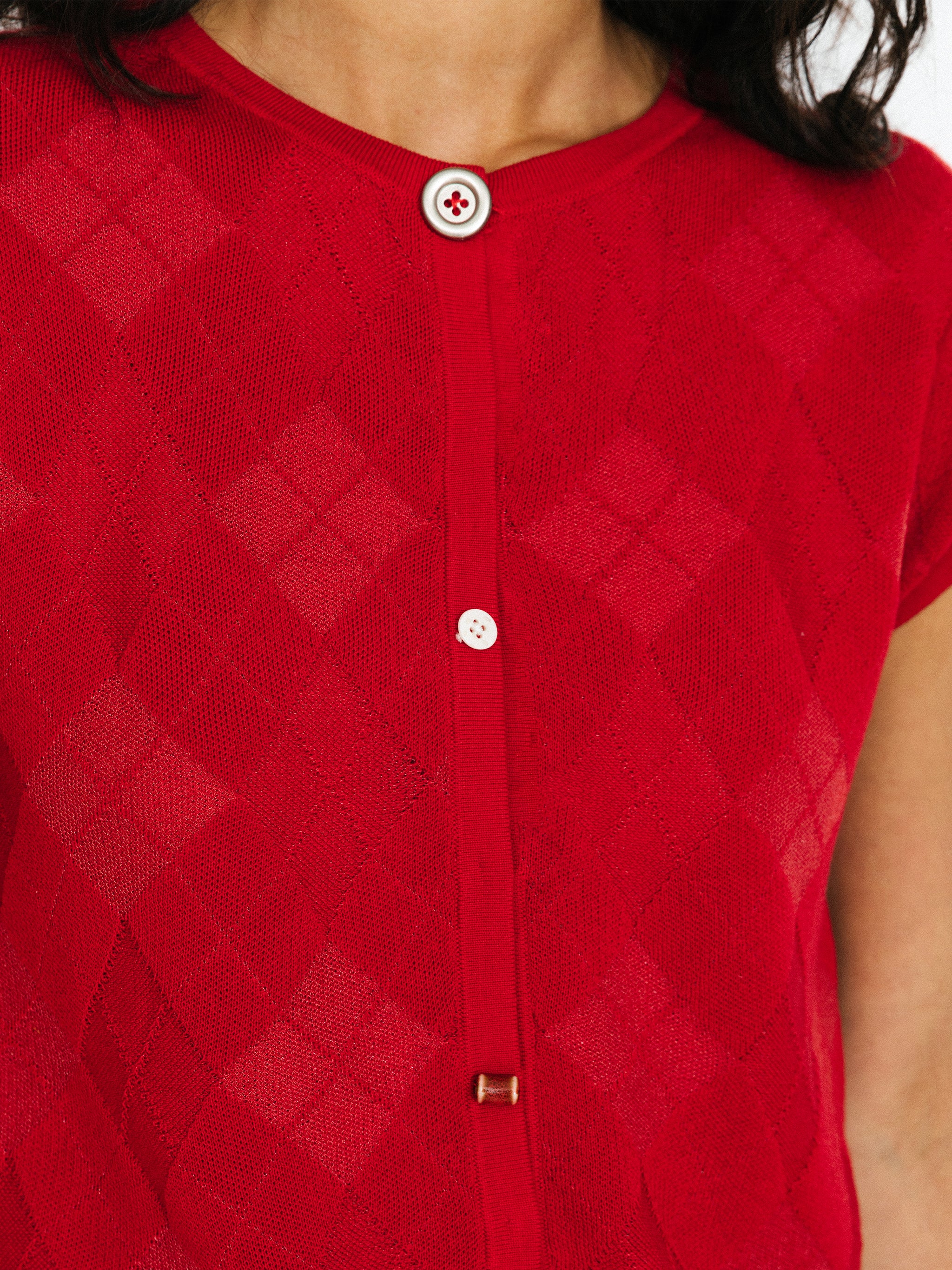 Cropped Knit Short-Sleeve Cardigan - Image 4